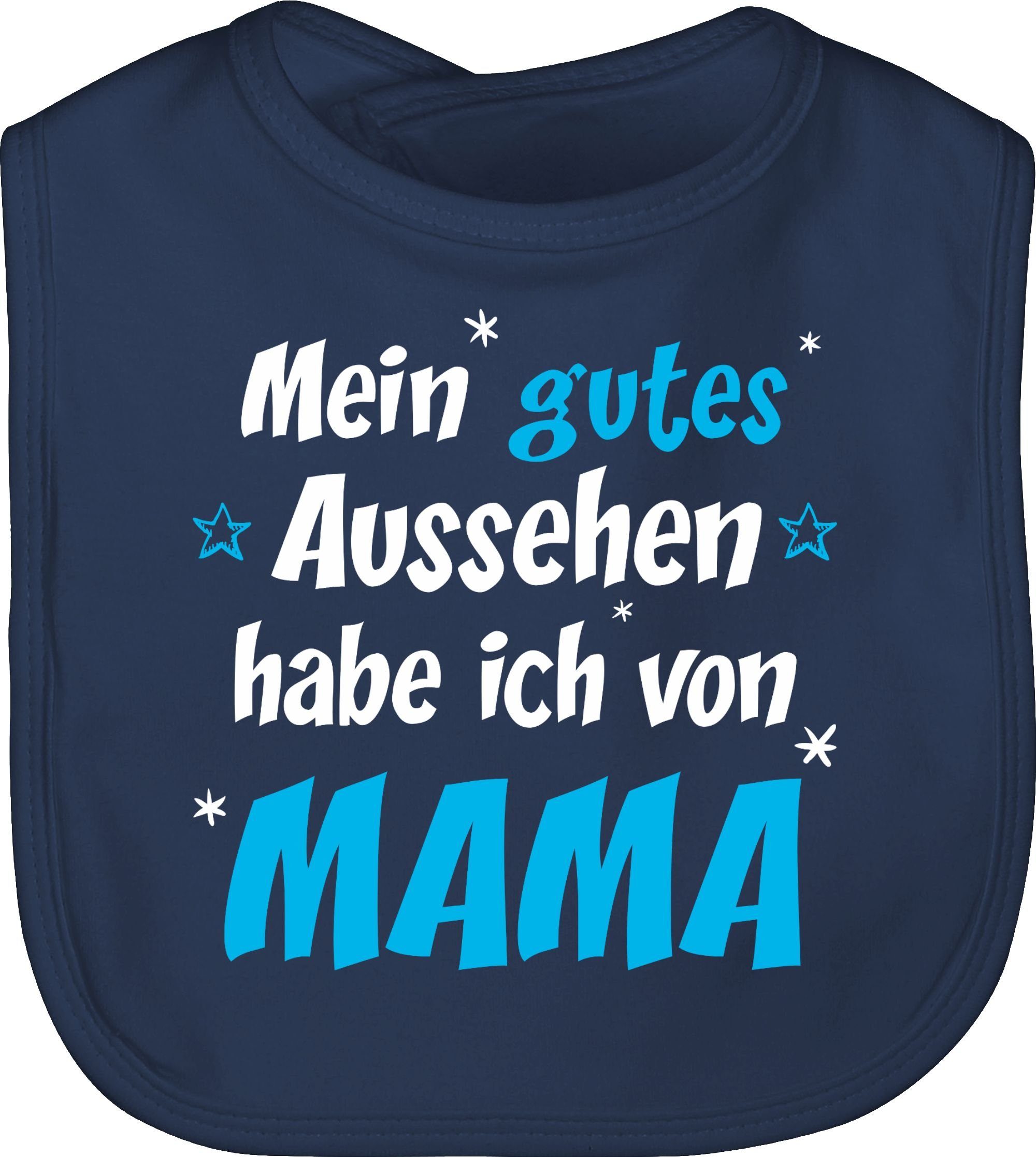 Shirtracer Lätzchen Mein gutes Aussehen Mama Junge, Sprüche Baby 1 Navy Blau