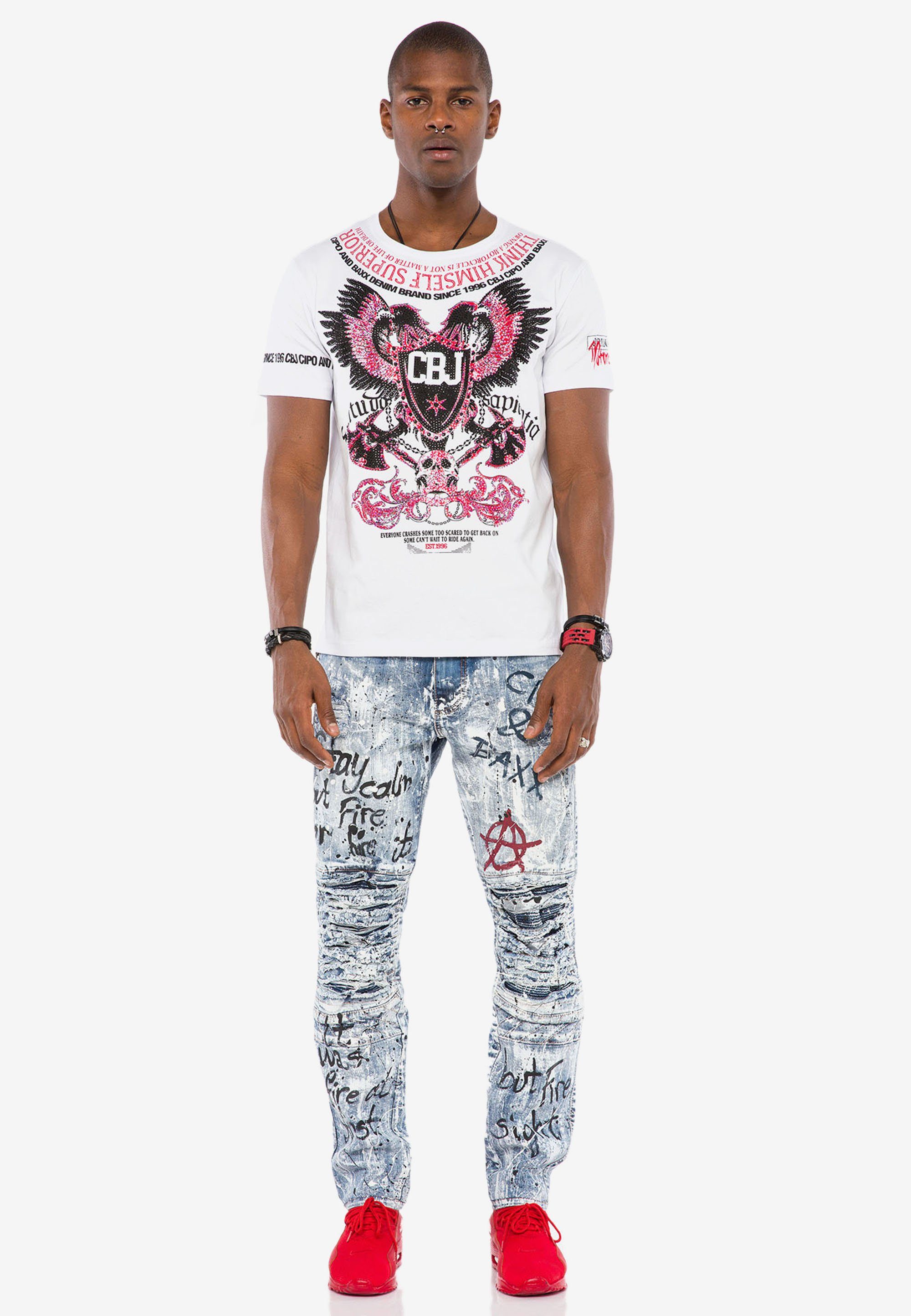 Destroyed-Look Baxx Cipo & n Slim-fit-Jeans coolen Fit im Straight