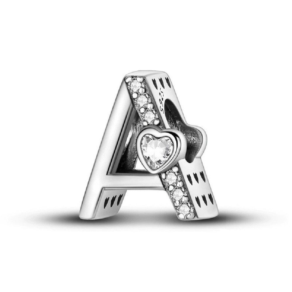 PANDACHARMS Charm Buchstabe Alphabet A-Z Block Buchstabe für Charm Armband, 925 Silber, Zirkonia – Bild 3 von 3