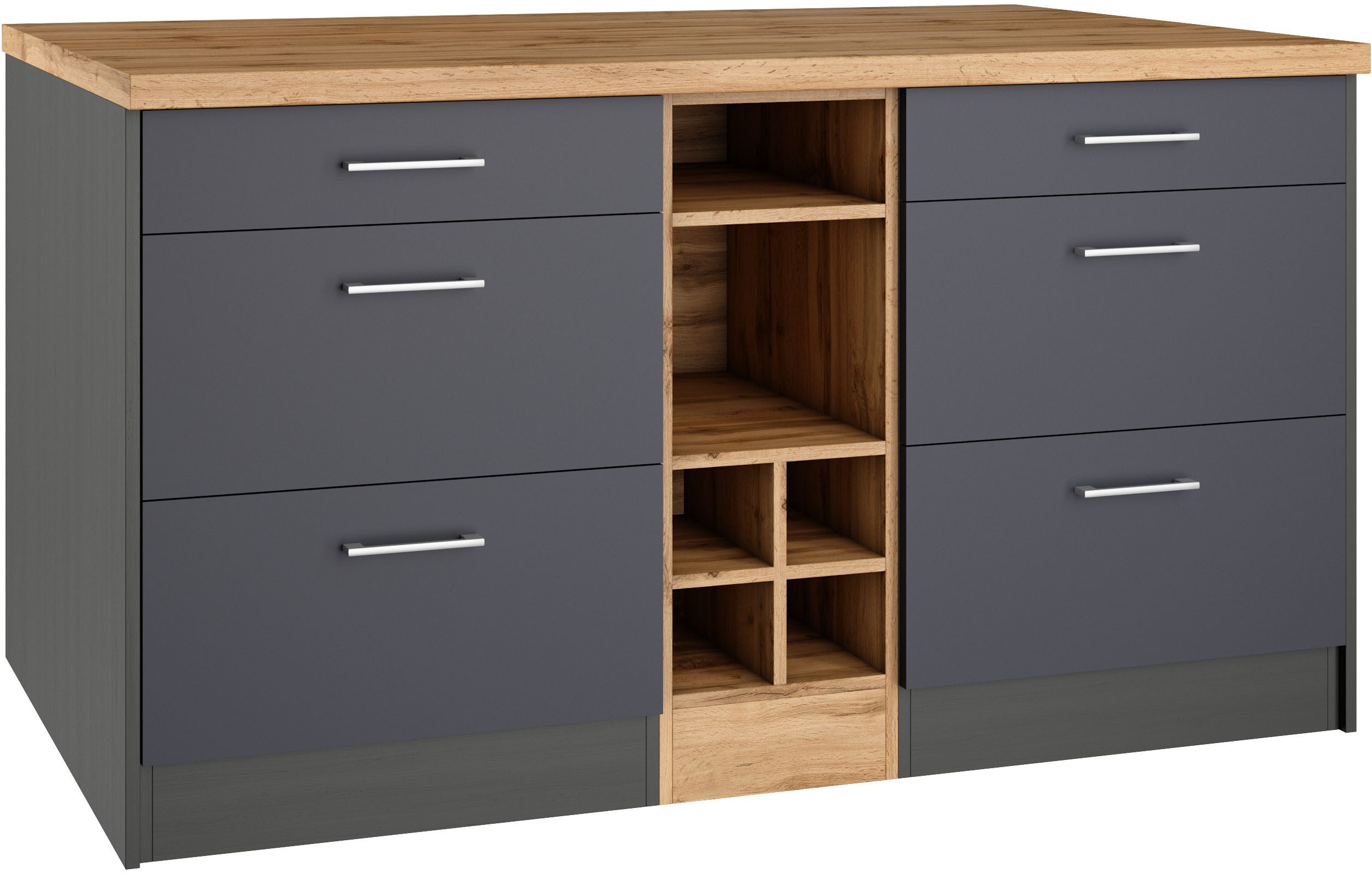 KOCHSTATION Кухніinsel KS-Milan, Stellmaß 153/100 cm, viel Stauraum, Lebensmittelpunkt: Küche