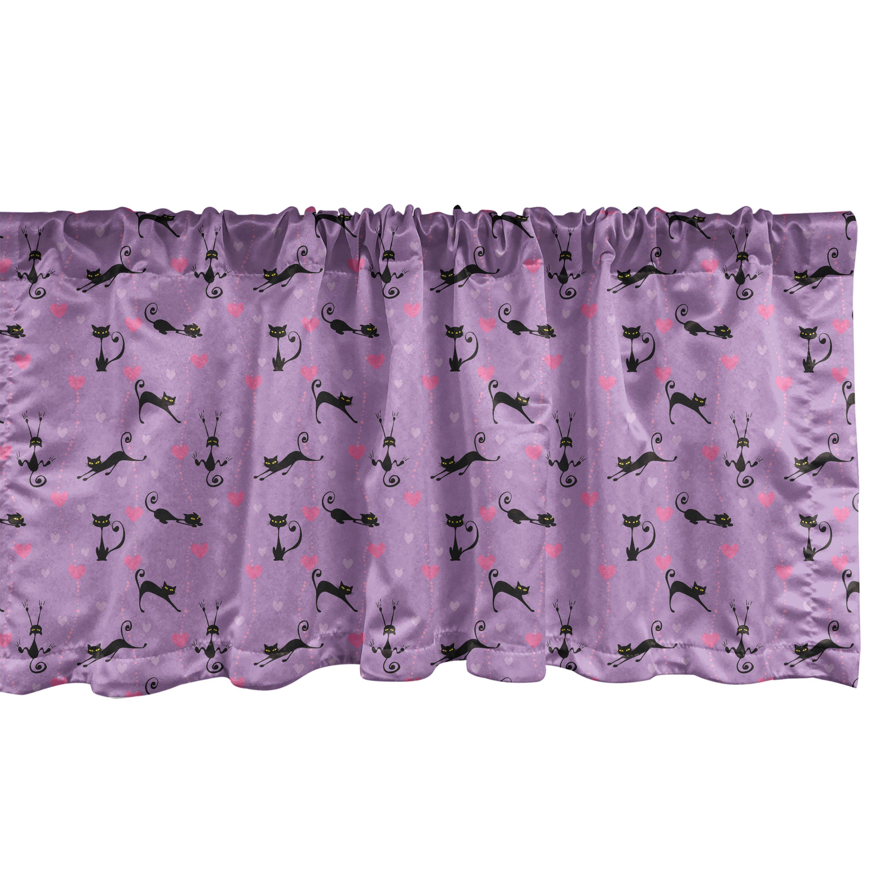 Scheibengardine Vorhang Volant für Küche Schlafzimmer Dekor mit Stangentasche, Abakuhaus, Microfaser, Lila Valentine Animal Fun