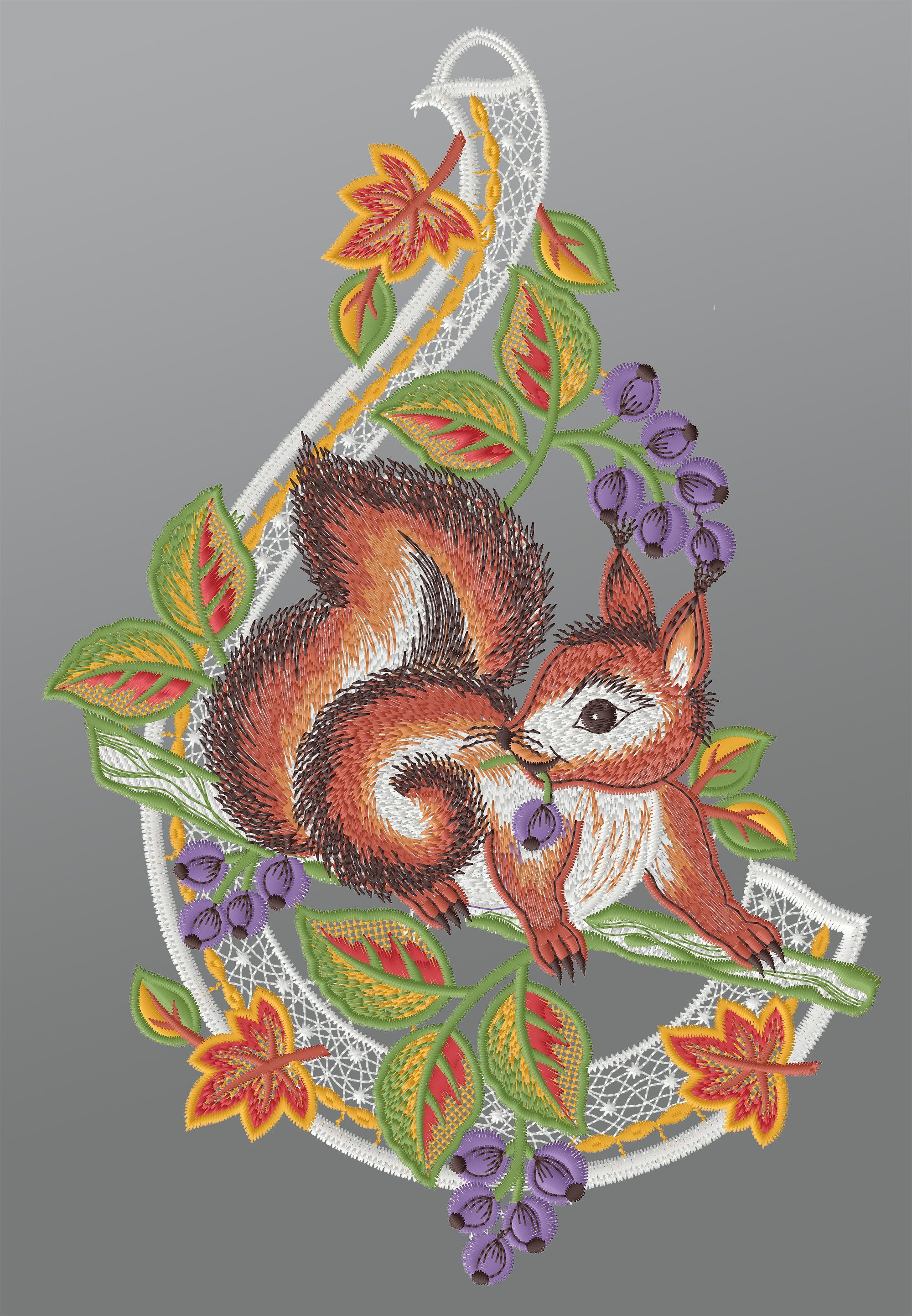 Plauener Spitze® Fensterbild stibitzendes Eichhörnchen, HxB günstig online kaufen