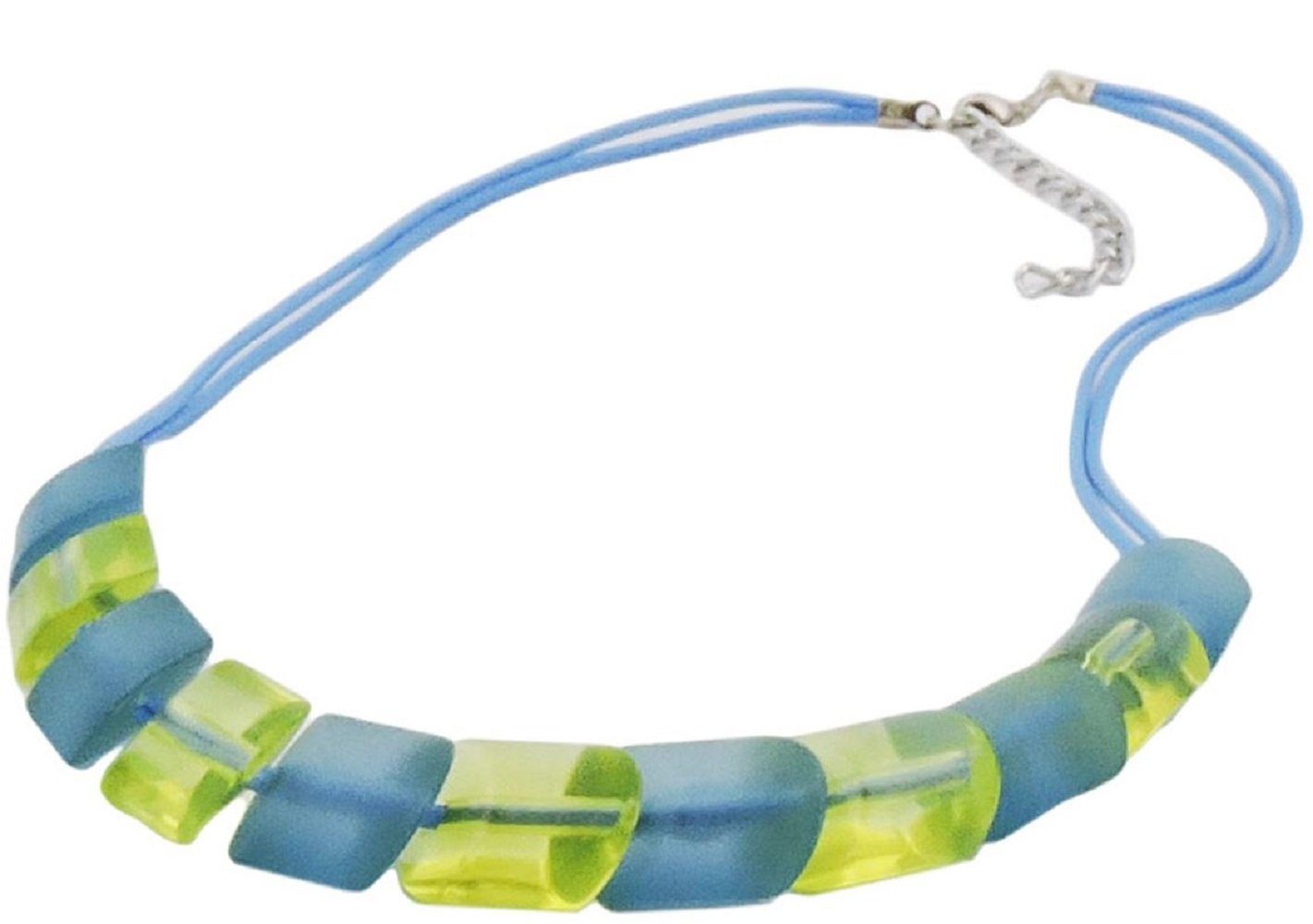 Kunststoff-Schrägperle für Türkis-matt und cm, Kiwi-transparent Collier Damen Kette 45 unbespielt Modeschmuck