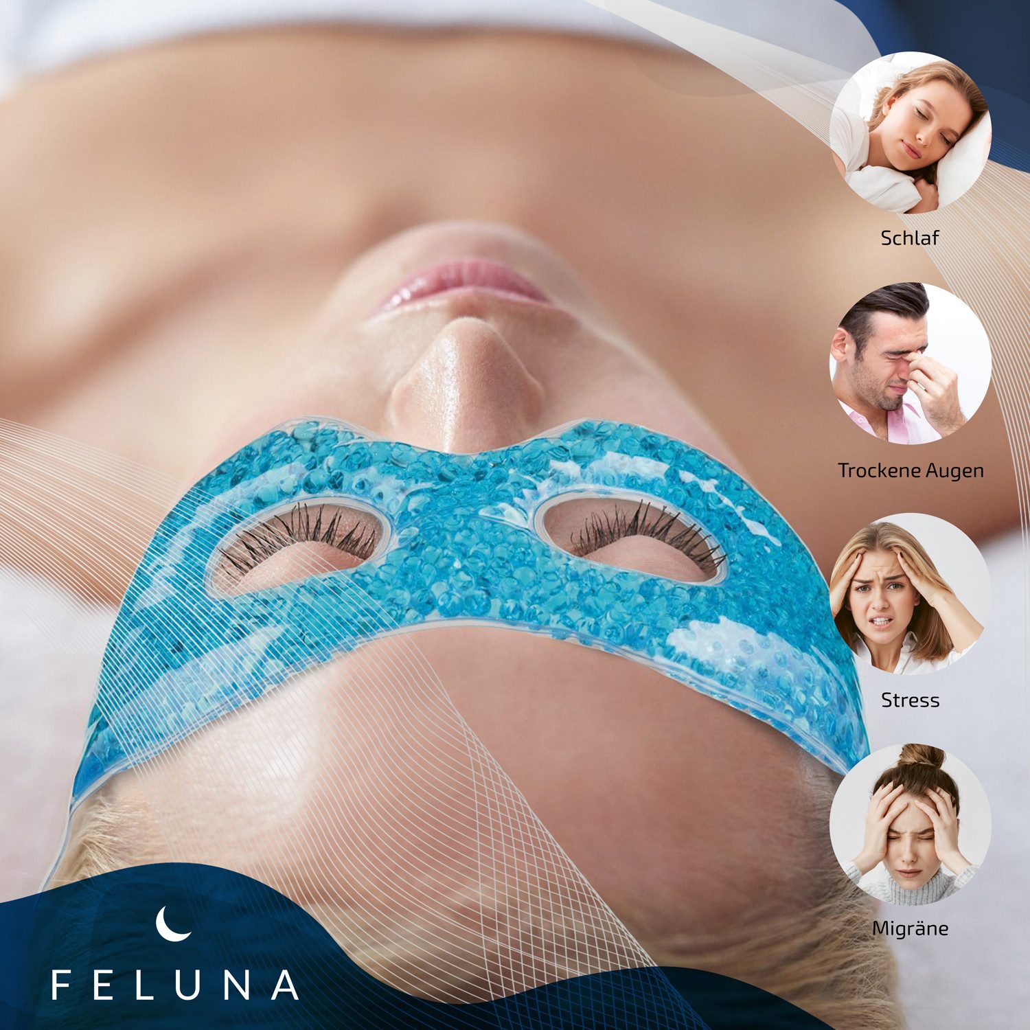Feluna Gesichtsmaske FELUNA Gel Kühlmaske für Augen-Entspannungs & Kältetherapie Maske Kühlmaske, Entspannungsmaske Kühlende Maske