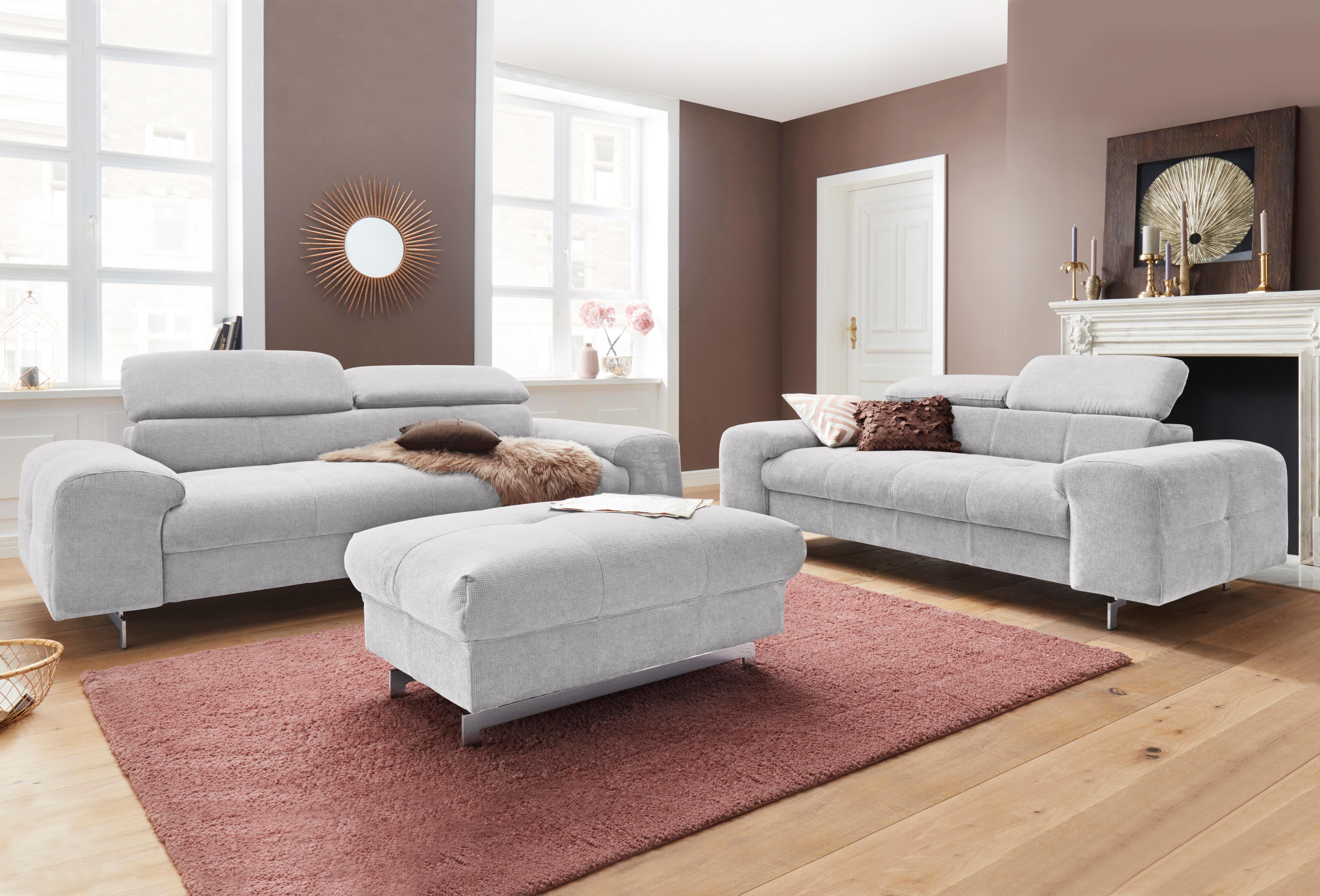 COTTA Polstergarnitur Chef, (Set), Set bestehend aus: 3-Sitzer mit Kopfteilverstellung & Hocker