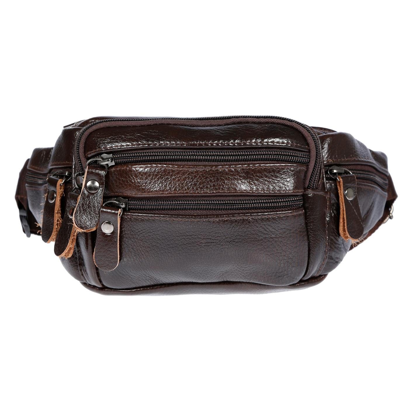 Christian Wippermann Bauchtasche Leder Bauchtasche für Herren Damen Schwarz Braun (1 tlg), Waistbag Hüfttasche Waist Bag – Bild 2 von 5