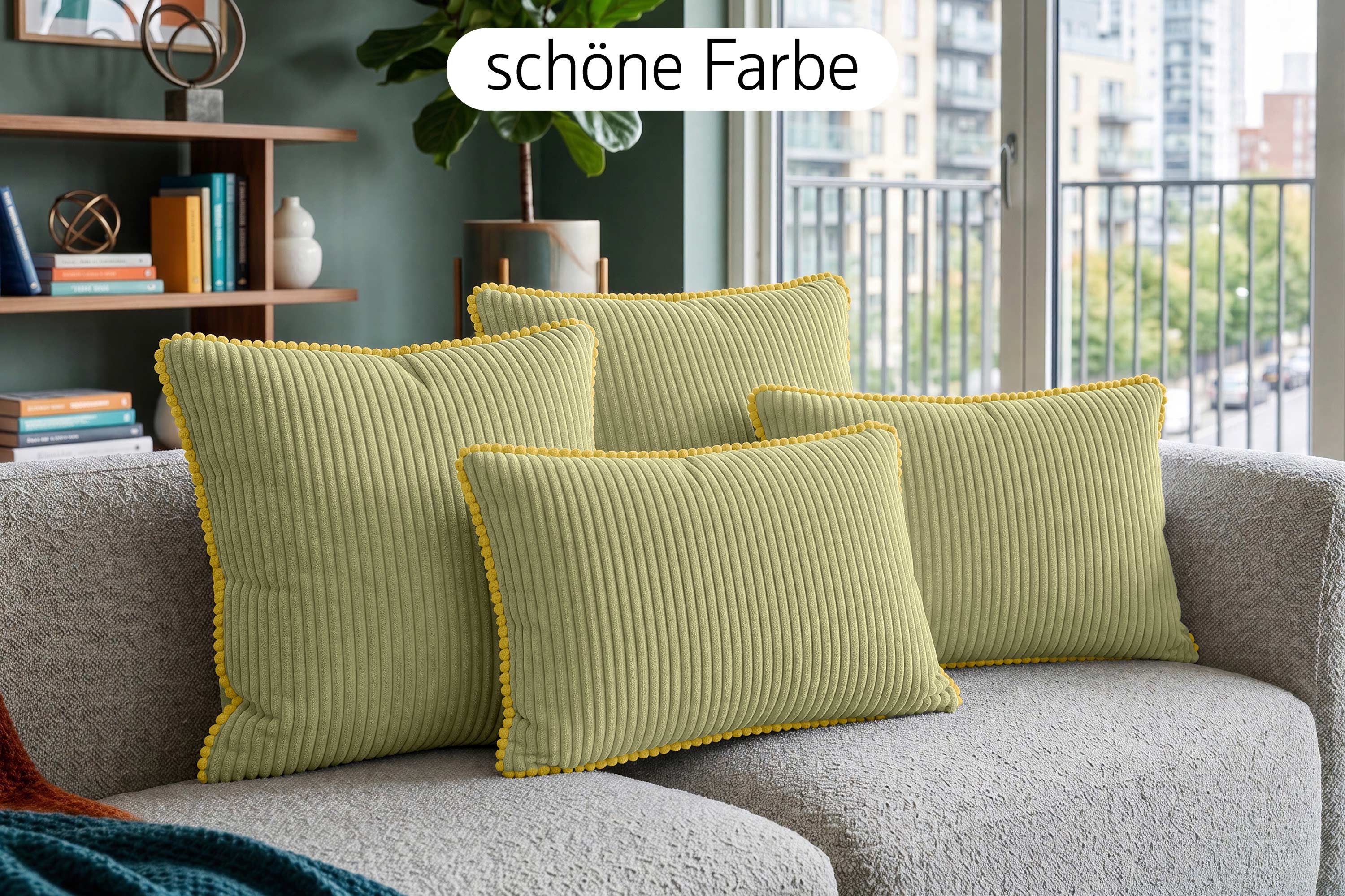 Amilian Dekokissen Sofakissen 4er Set mit Füllung 2x 40x40 cm + 2x 35x45 cm, Hotelverschluss Sofakissen Zierkissen
