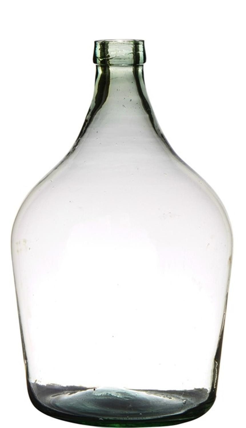 INNA-Glas Dekovase Glasflasche Jenson, recycelt, klar-grün, 39cm, Ø25cm, 10L