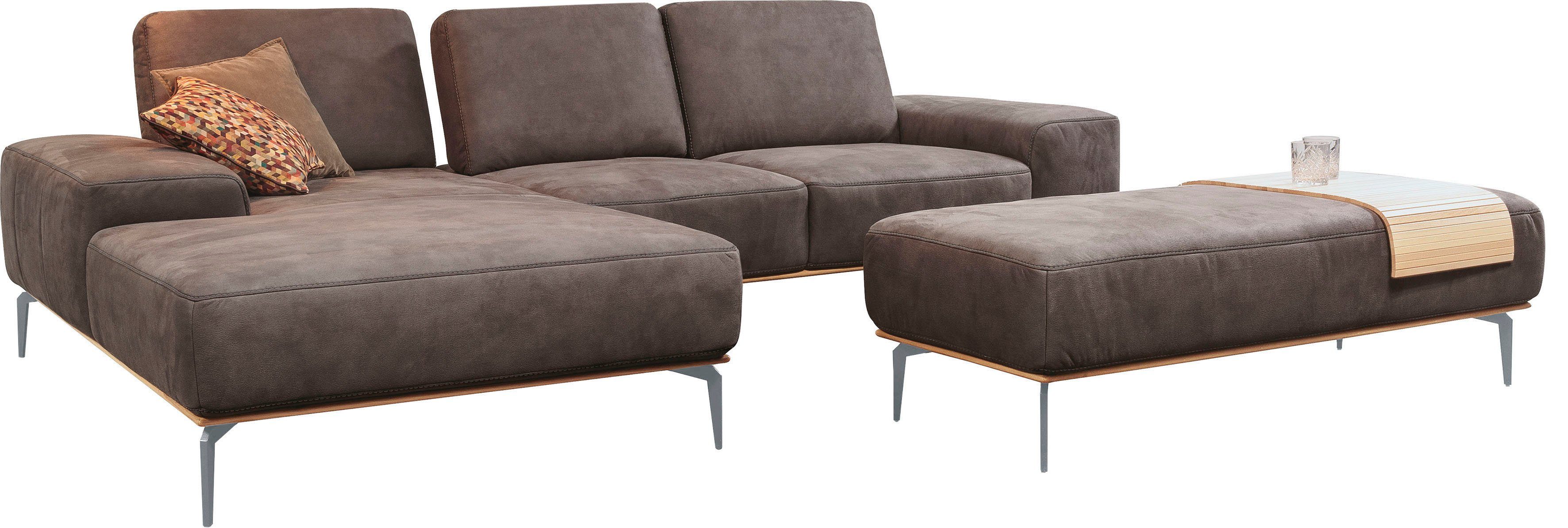 W.SCHILLIG Ecksofa run, mit elegantem Holzsockel, Füße in Silber matt, Breite 279 cm