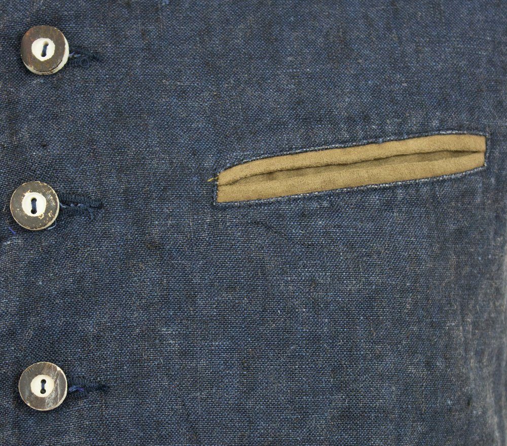 Maddox Trachtenweste "Oliver" - Marineblau, Kinder Leinen Weste Used Look