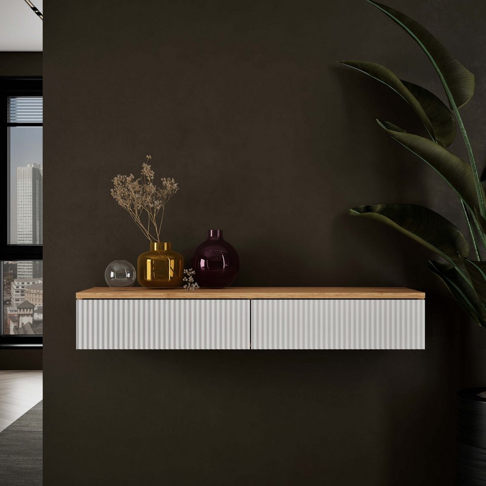 Planetmöbel Konsolentisch AMYRA Flurtisch mit Schublade (Wandmontage, 100 x 16 x 35 cm, 1-St., Gold Eiche