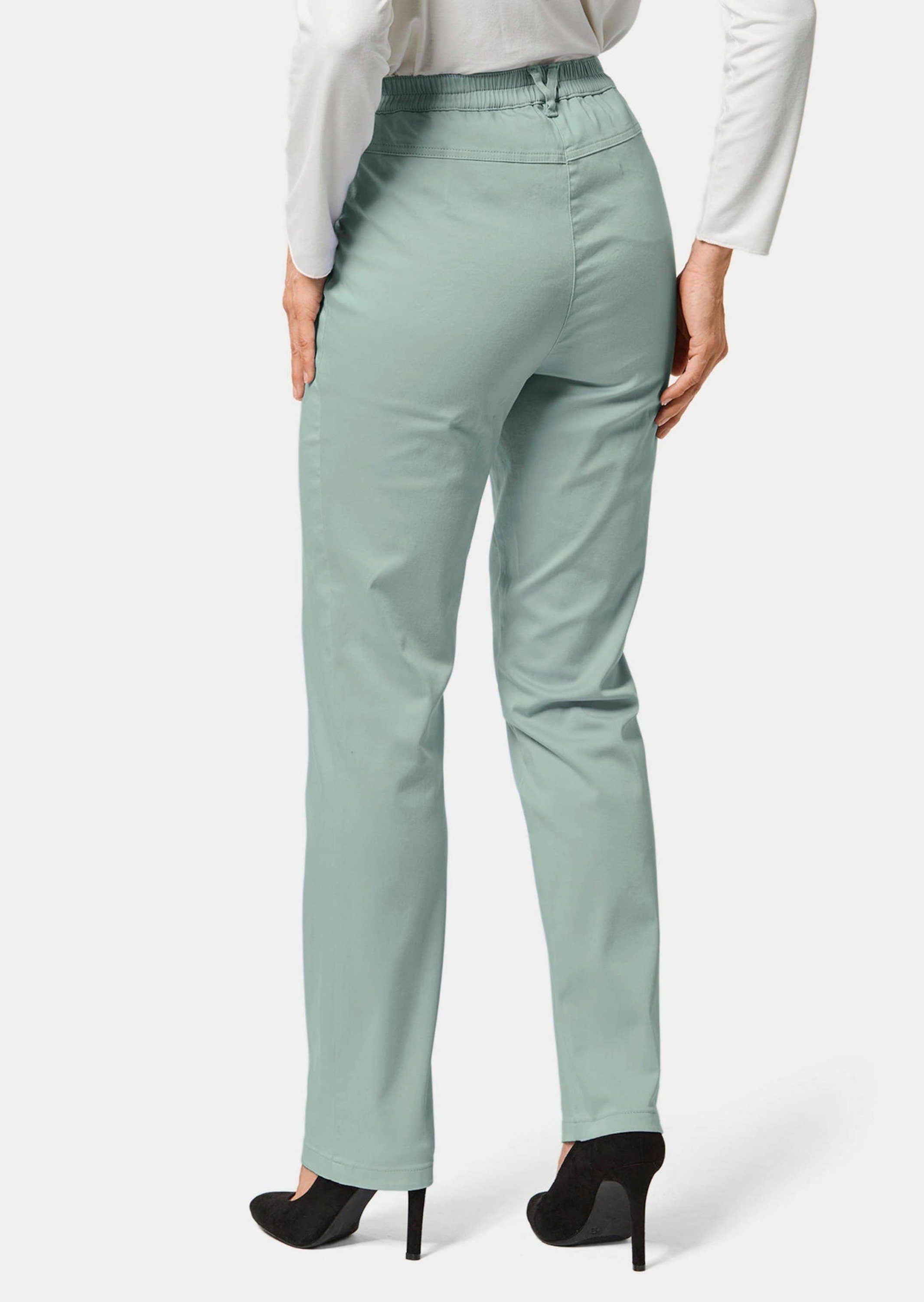 GOLDNER Schlupfhose Satin-Baumwollhose mit Stretch Uni-Design mit komfortablem Schlupfbund und elastischem Sitz