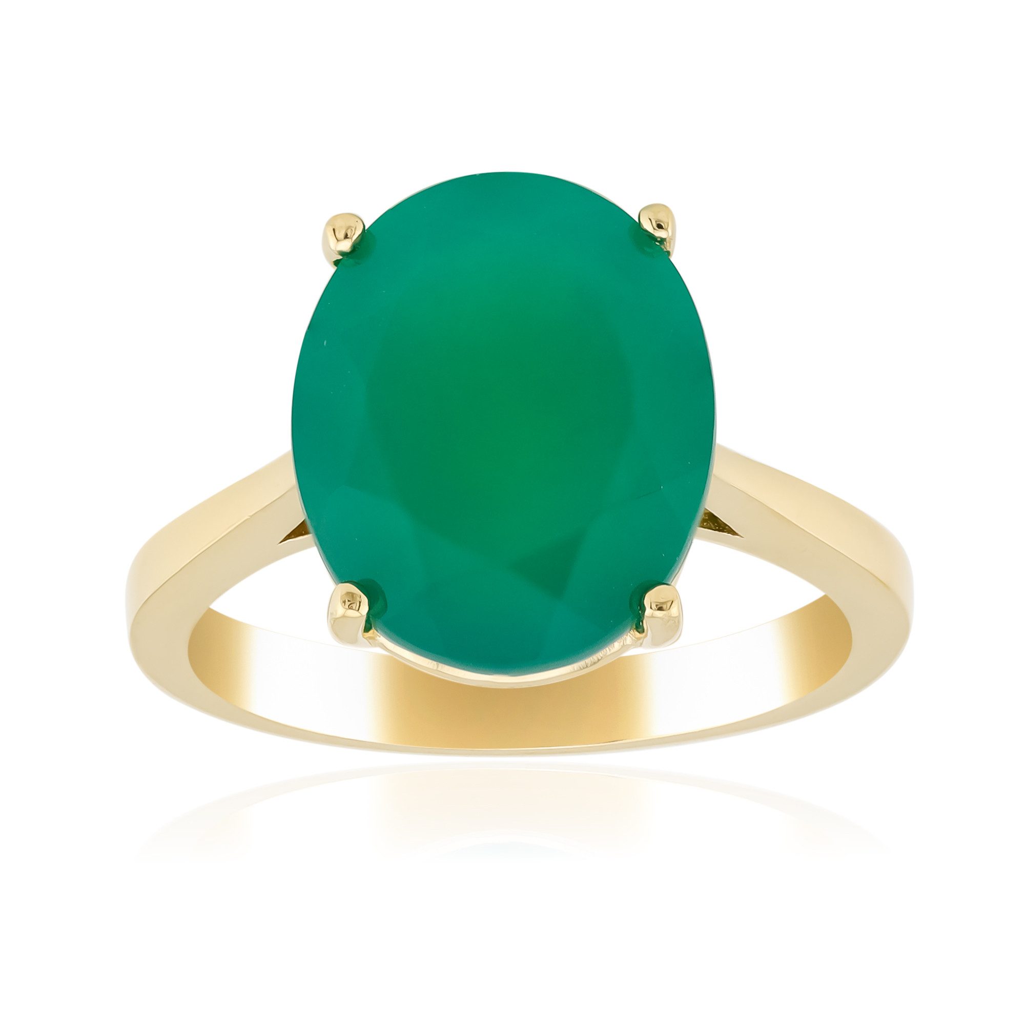 Cavill Solitärring Cavill Ring 3,8 ct Grüner Achat, Ovalschnitt, Silber gol günstig online kaufen