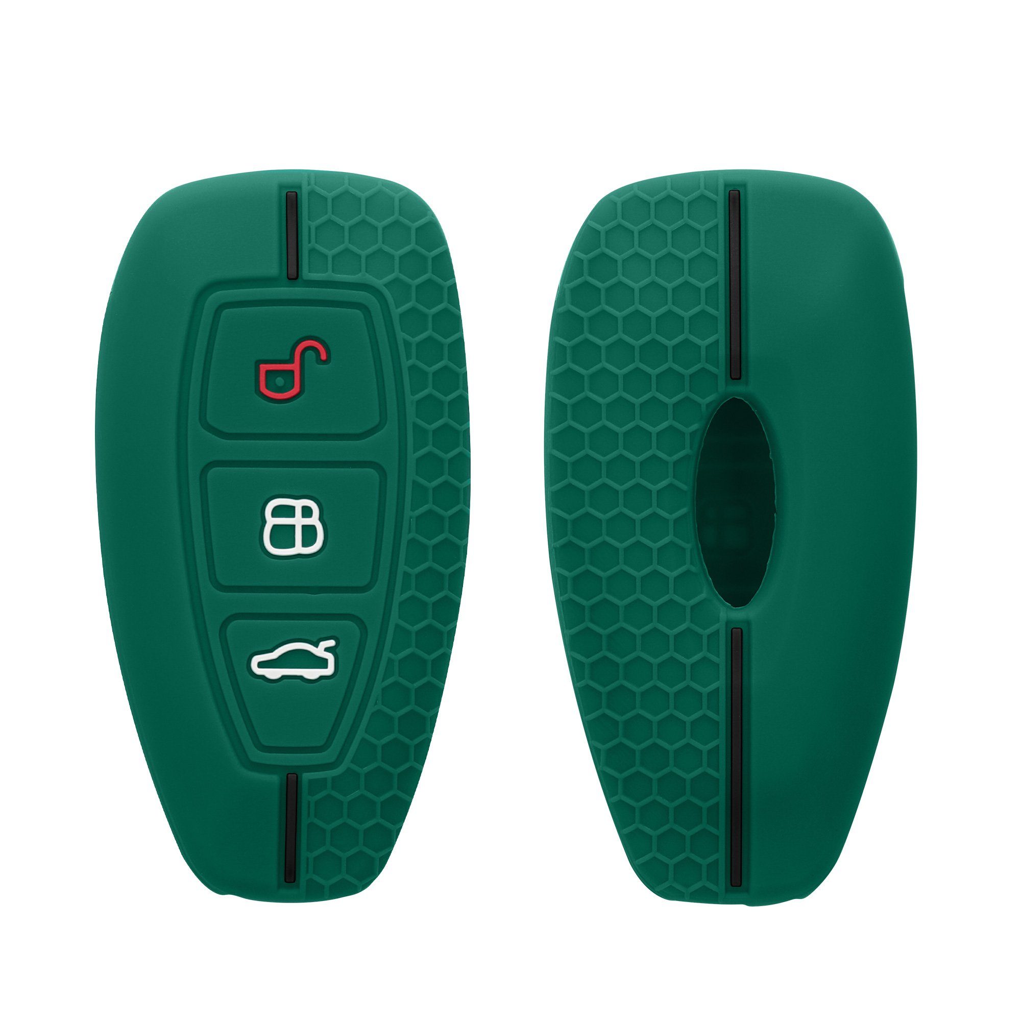 kwmobile Schlüsseltasche Case Schlüsselhülle Hülle Schlüssel Ford, Autoschlüssel für Dunkelgrün Cover Silikon