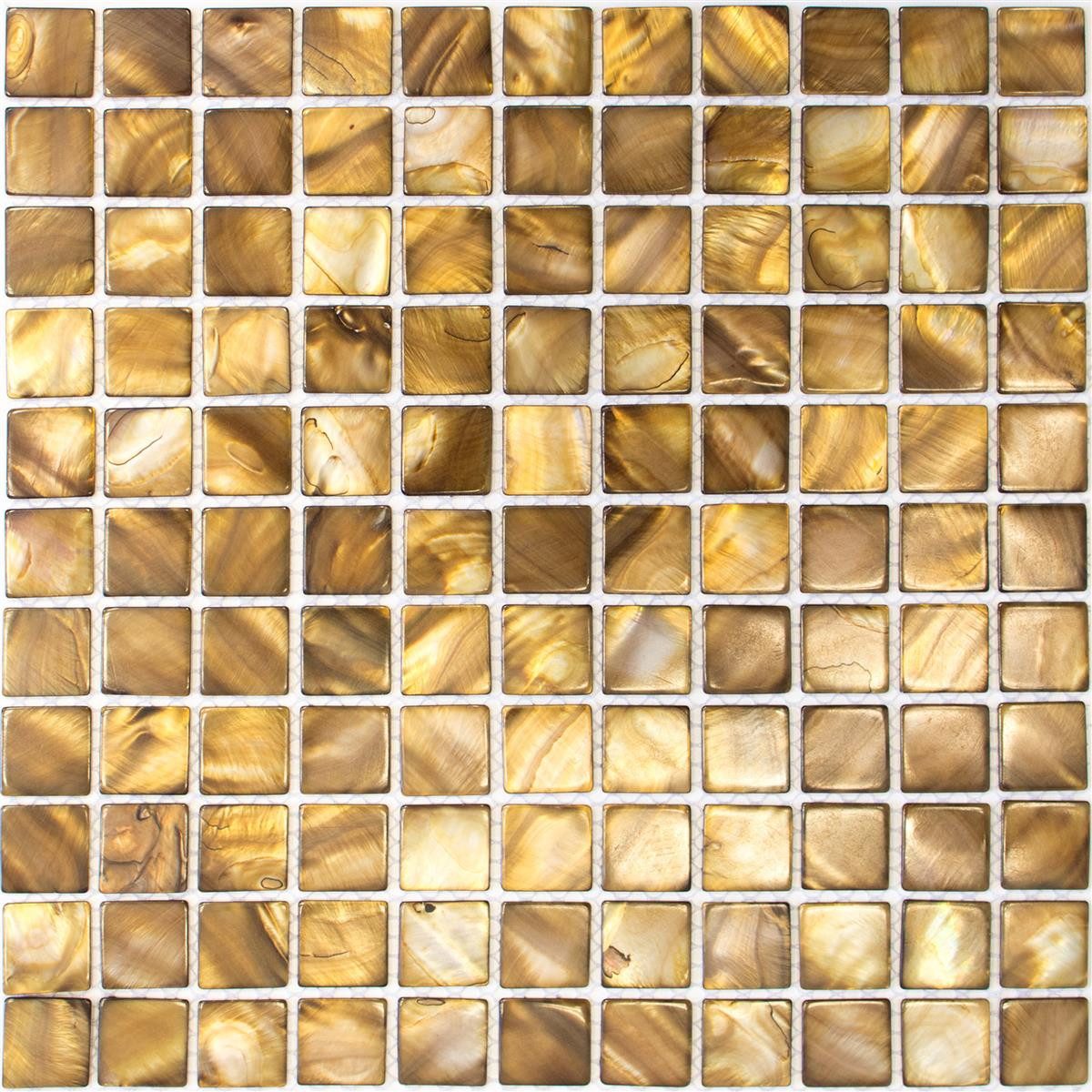 Mosafil Mosaikfliesen Mosaikfliesen Perlmutt Xenia, Perlmutt 30.000x30.000, beige-braun, Verlegefertig auf ein Netz geklebt