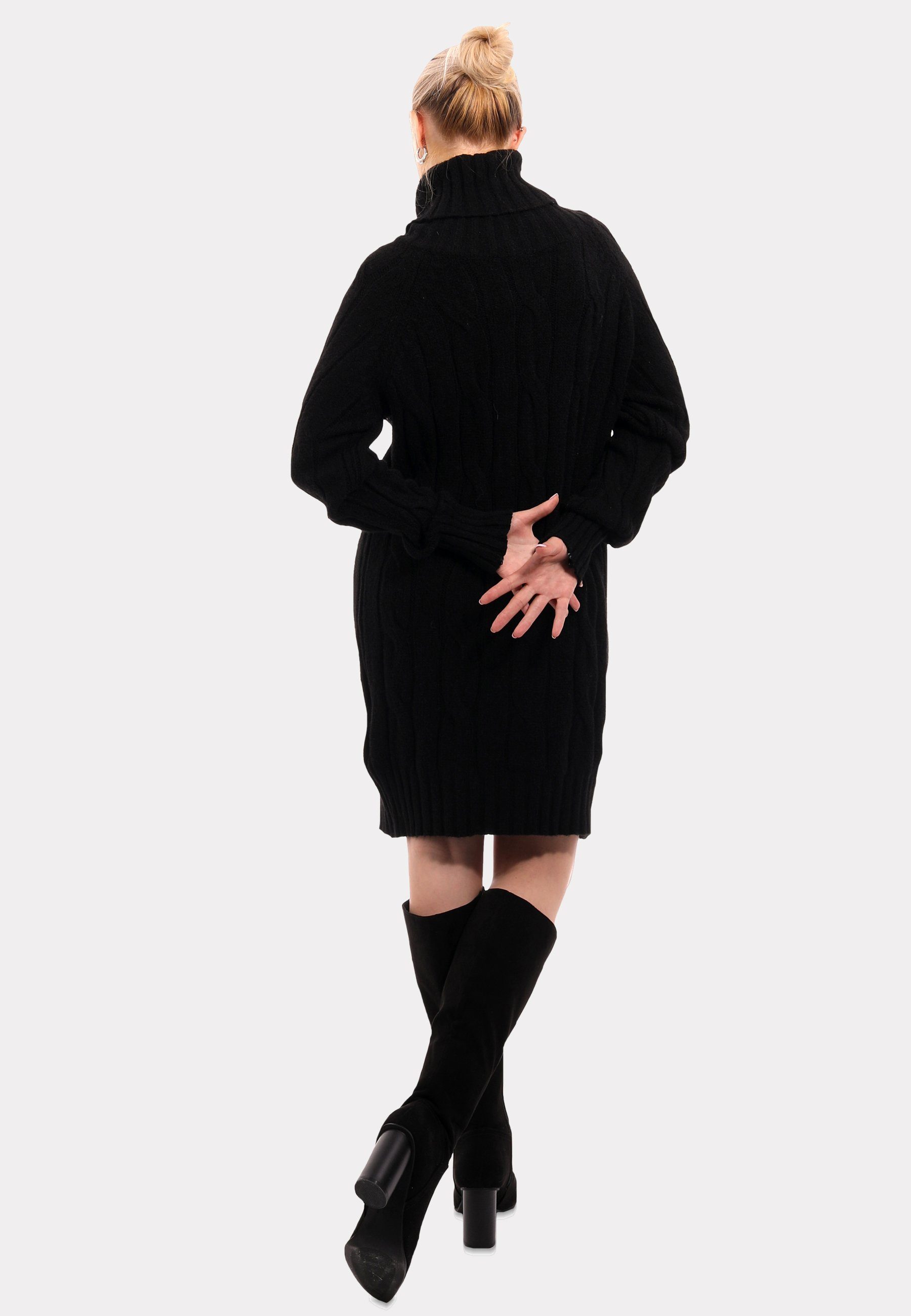YC Fashion & Style Strickkleid Exklusives Damen Unifarbe (1-tlg) in schwarz Rollkragen Strickkleid