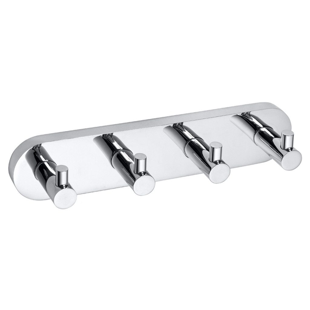 BRILLANTBAD® Hakenleiste BOMEGA Vierfachhaken Messing Chrom poliert Bad Küche > Bohren / Kleben