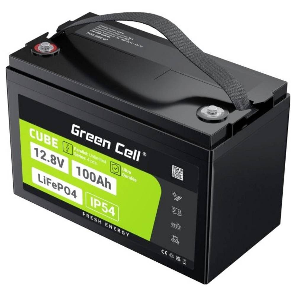 Green Cell Akku 100Ah 12.8V 1280Wh Lithium-Eisen-Phosphat Batterie Akku, Schraubkontakt