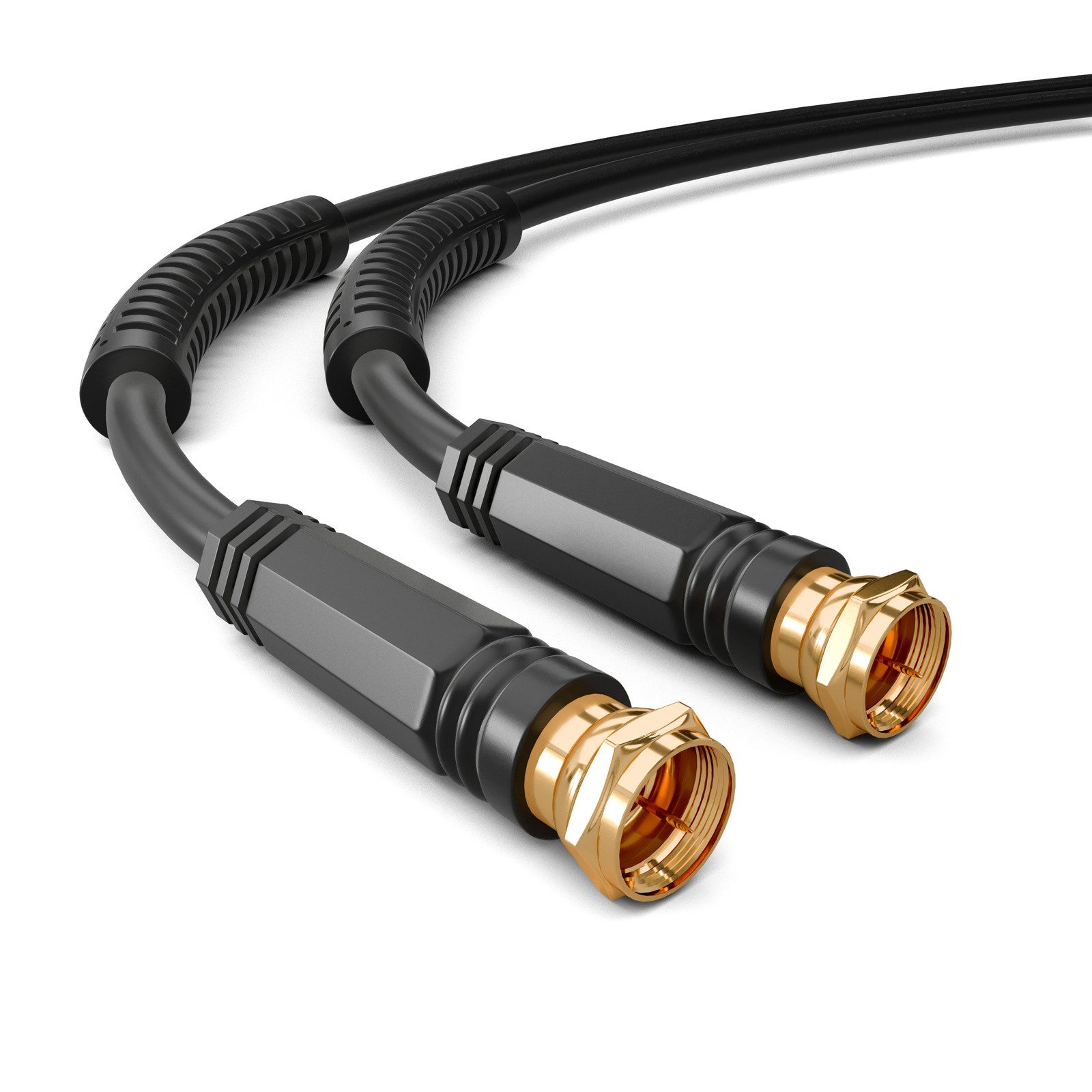 HB-DIGITAL SAT Anschluss Kabel 2.5m 100dB 2 x F-St vergoldet 2 x Ferritkern SAT-Kabel, (250 cm), mit vergoldeten Stecker und Ferritkern Mantelstromfilter