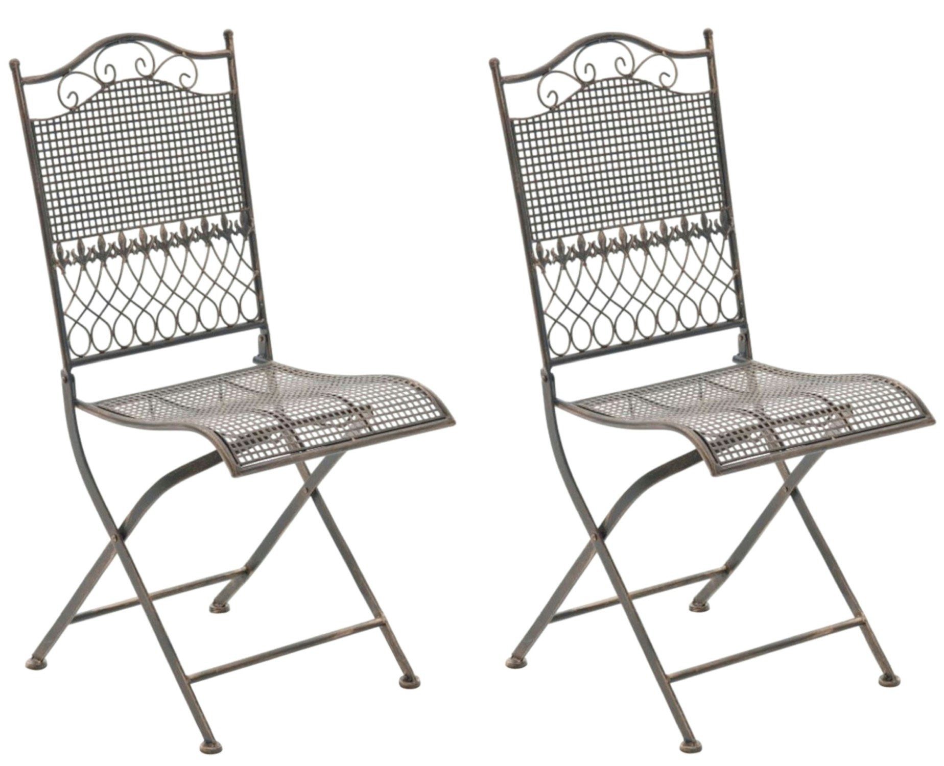 TPFGarden Gartenstuhl Kirstin - 2er-Set für Garten, Balkon, Terrasse (Metalltische aus handgefertigtem Eisen / Bistrotisch outdoor, 2 St), Maße (HxBxT): 91 x 41 x 50 cm - Sitzhöhe: 45 cm - Farbe: bronze