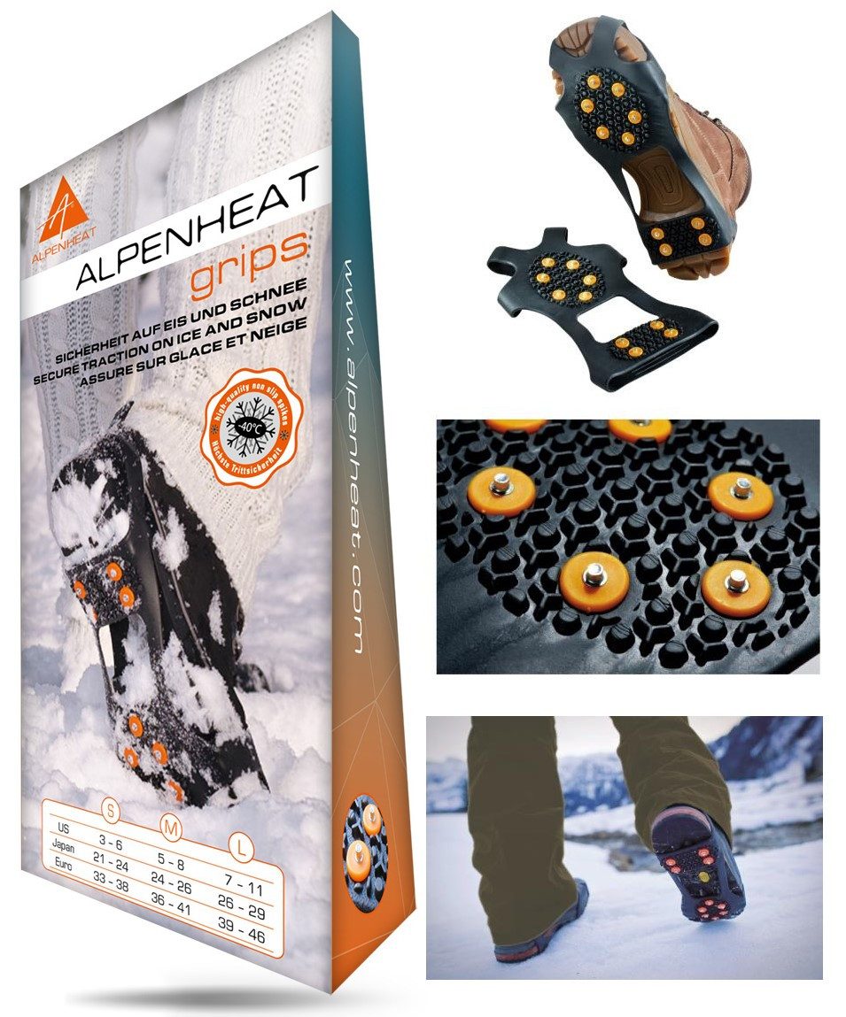 JAGreen-Tackle Spikes Modell Alpenheat GRIPS Anti-Rutsch-Überzüge 36-48 Schuhspikes Eis (Spar-Set)