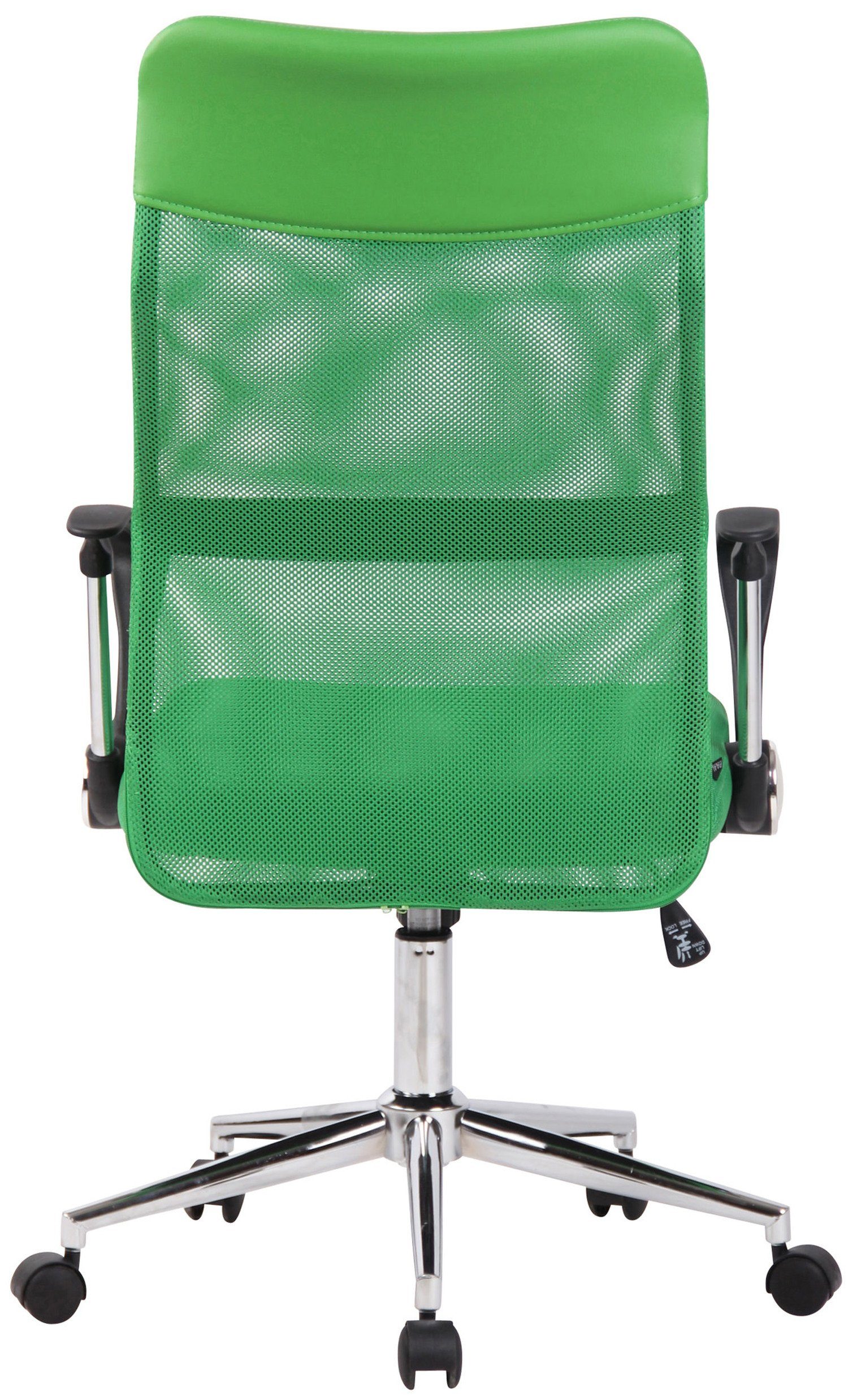 Chefsessel, und 360° Rückenlehne XXL), Metall Bürostuhl mit bequemer Cordoba grün - chrom Netzbezug (Schreibtischstuhl, TPFLiving Sitz: drehbar - höhenverstellbar Gestell: Drehstuhl, Bürostuhl