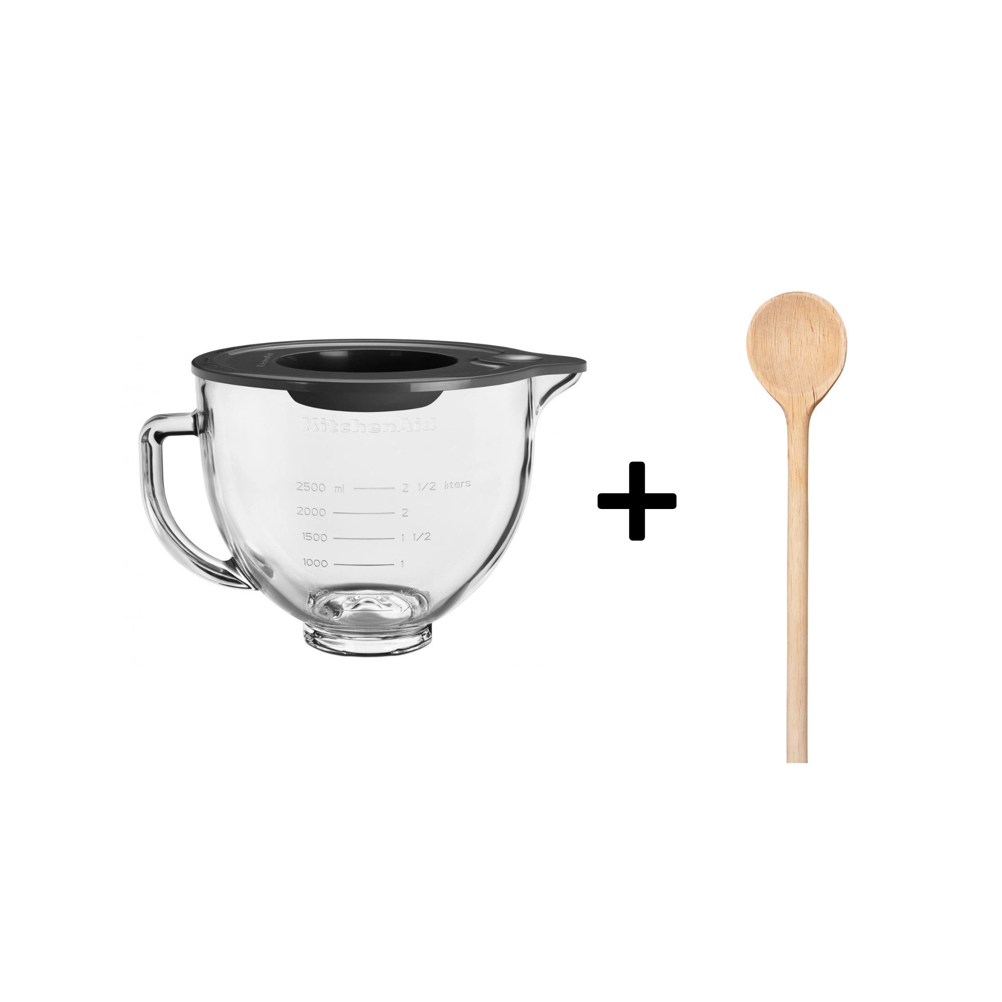 KitchenAid Küchenmaschinenschüssel KitchenAid Glasschüssel 5K5GB + gratis Holzlöffel