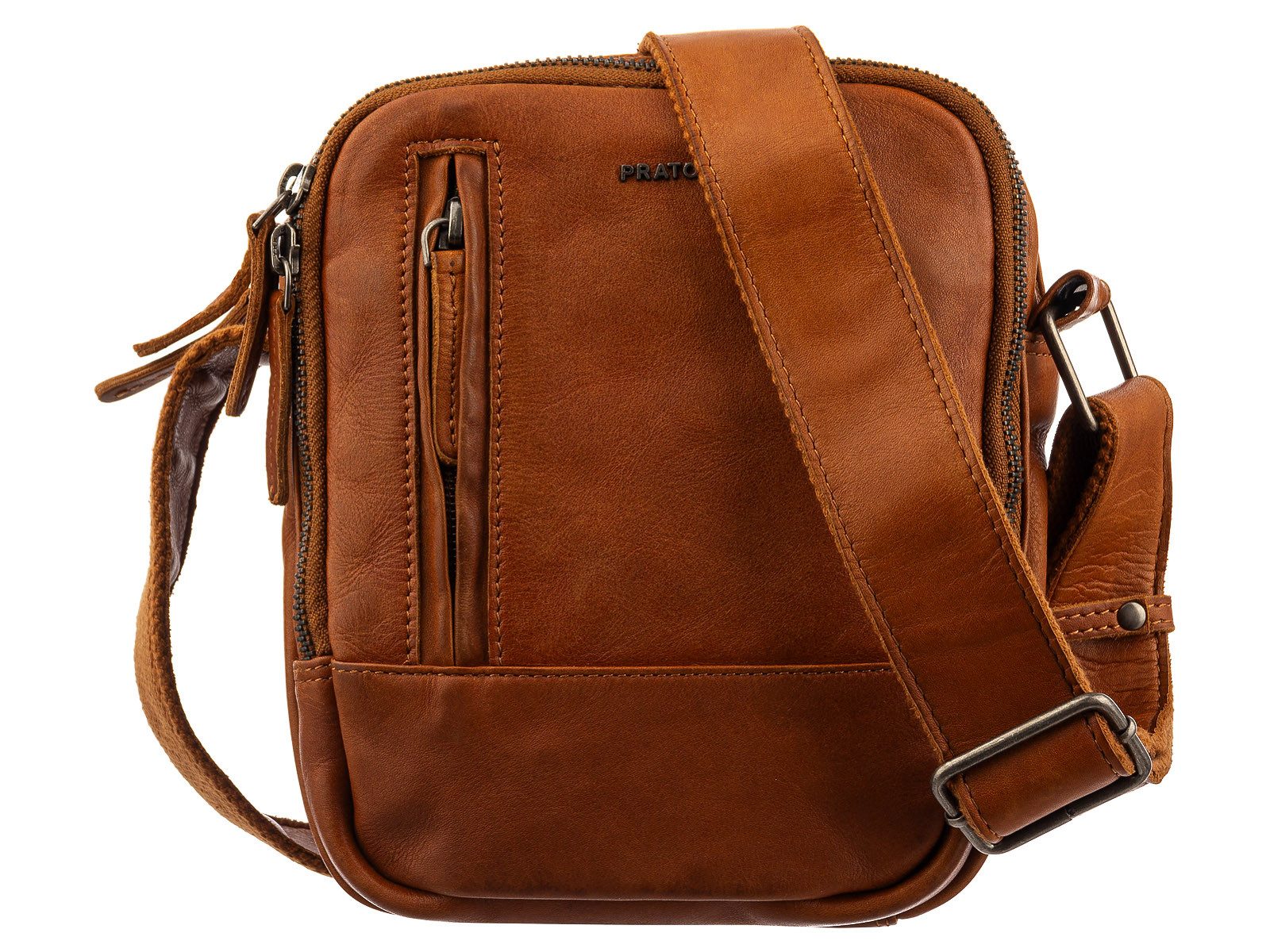 Prato Umhängetasche LM Shahid J41-R Rindleder Umhängetasche (ein Stück, 1-tlg., ca. B/H/T 19/17/7 cm), geprägt