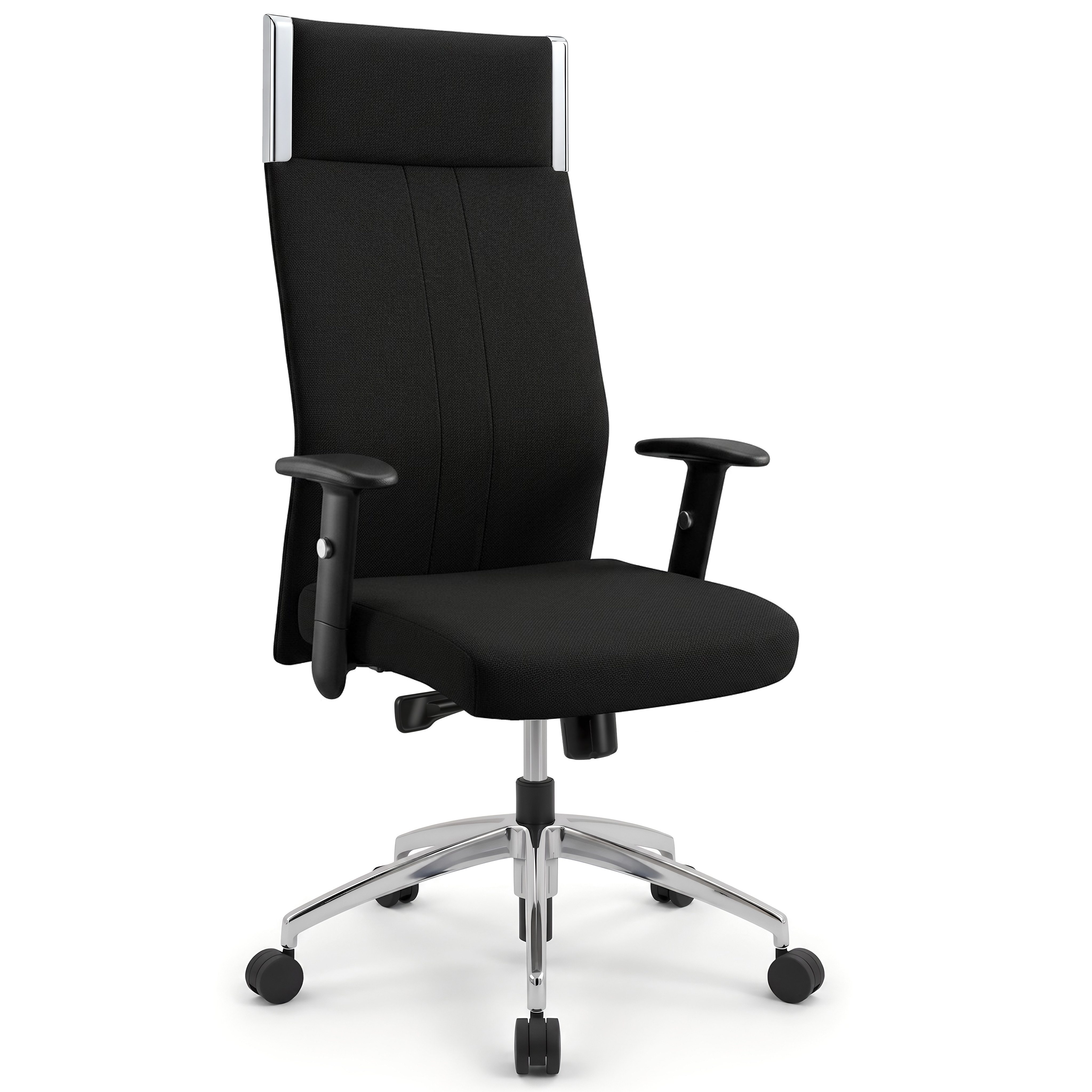 Versee Chefsessel VERSEE Black-Line Bürostuhl Stoff, 150kg belastbar, ergonomisch (Drehstuhl für Büro und Home Office), mit Lendenstütze, höhenverstellbar, gepolstert, Synchronmechanik
