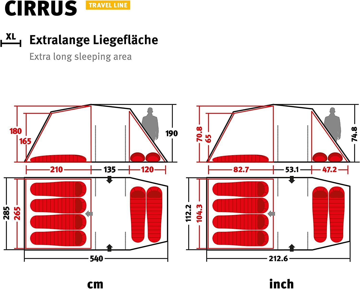 Wechsel Tents Tunnelzelt Cirrus 6 Familien, Line Personen: 6-Personen für Zelt - Travel - Großes Tunnelzelt