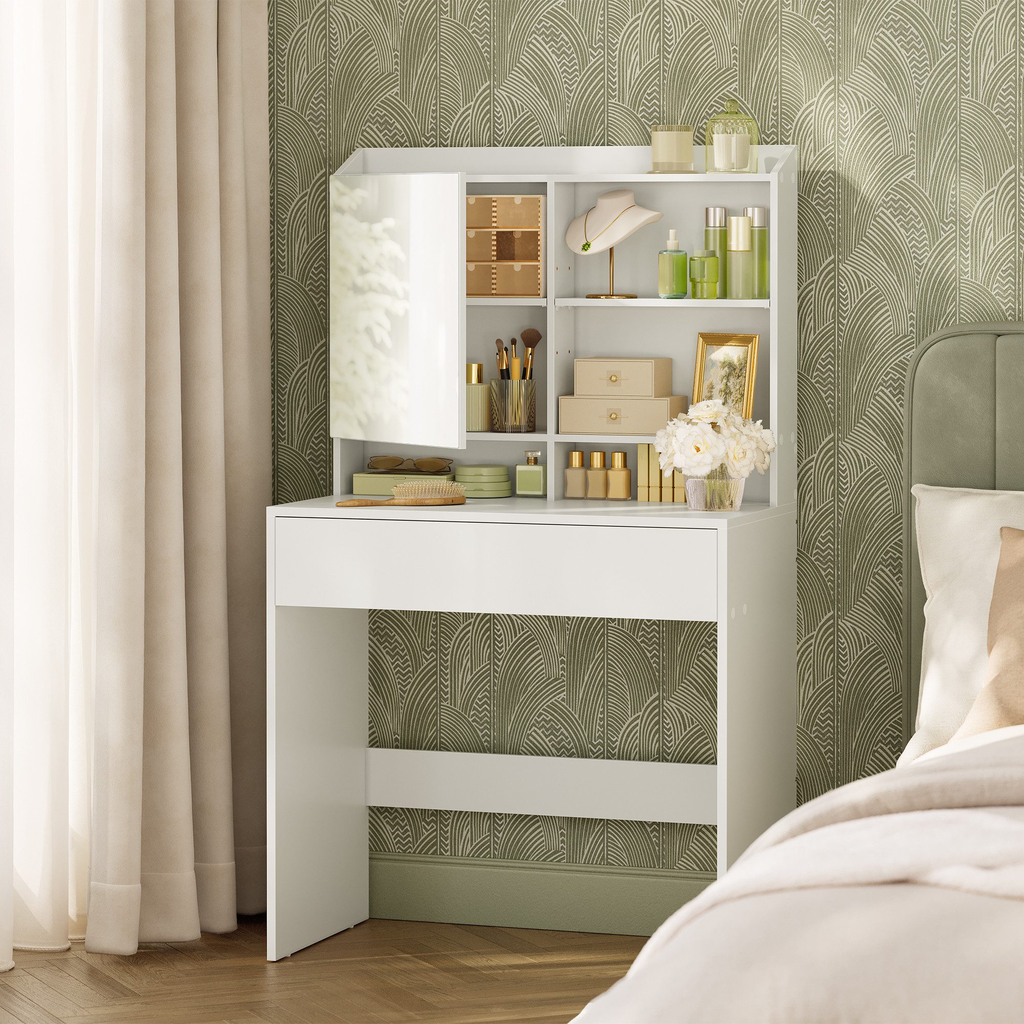 VASAGLE Schminktisch Frisiertisch, Kosmetiktisch, mit Spiegel, verstellbare günstig online kaufen