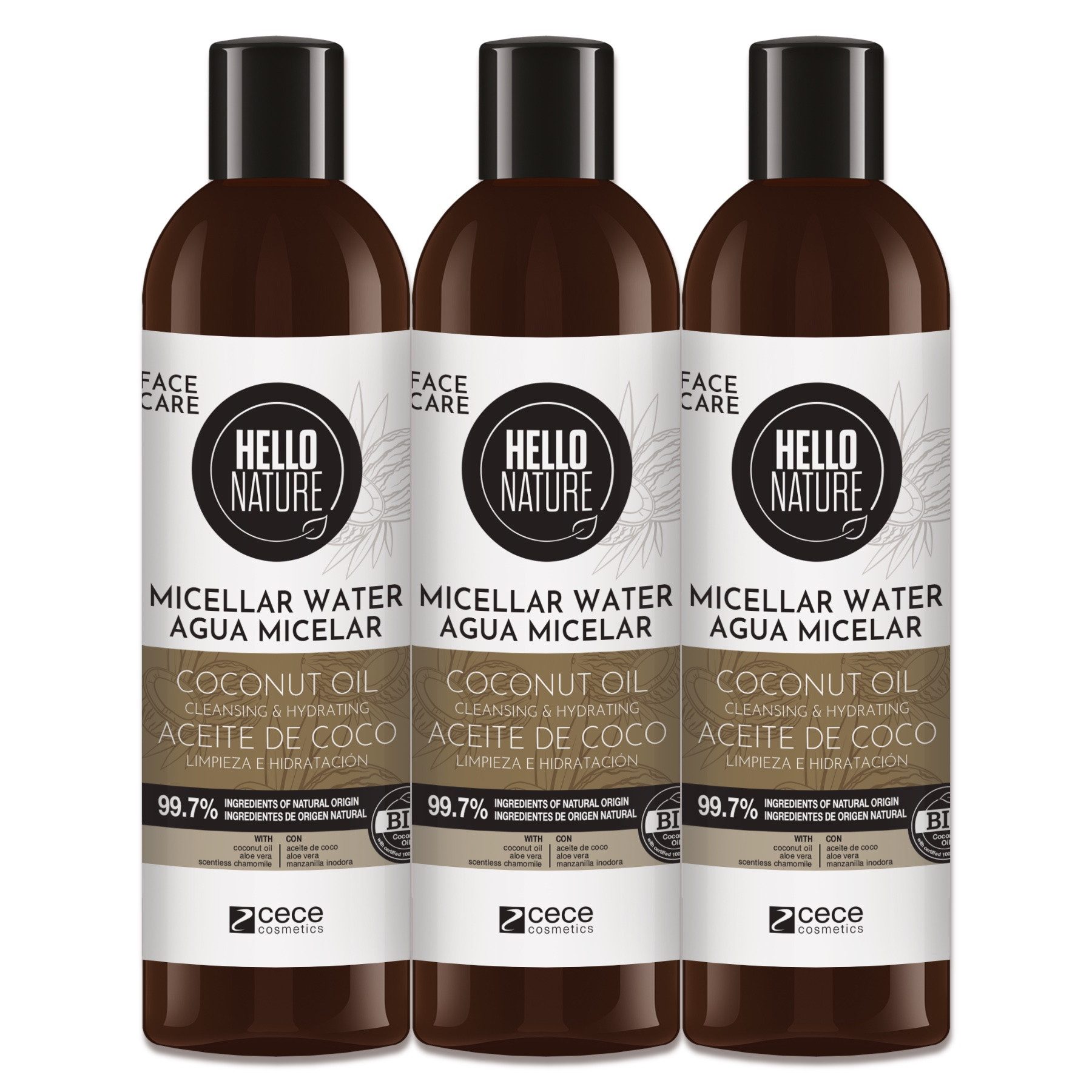 P-Beauty Cosmetic Accessories Тонер для лица Mizellenwasser Gesicht Cleanser Gesichtsreinigung mit Kokosöl Bio, 3-tlg., Mizellenwasser, Уход за лицом, Тонер для лица, Make-up Entferner