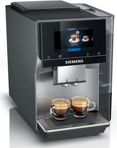 SIEMENS Kaffeevollautomat EQ.700 classic TP705D01, intuitives Full-Touch-Display, bis zu 10 individuelle Kaffee-Favoriten, automatische Milchsystem-Reinigung, grau
