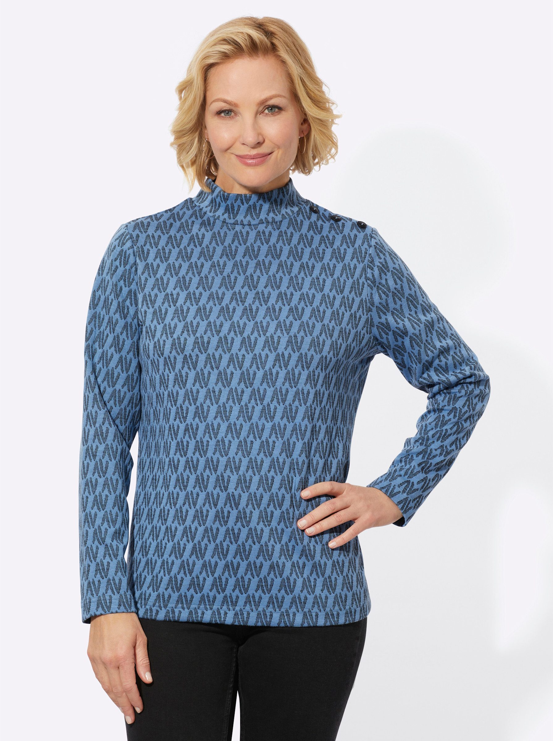 T-Shirt Jacquard-Shirt Langarm