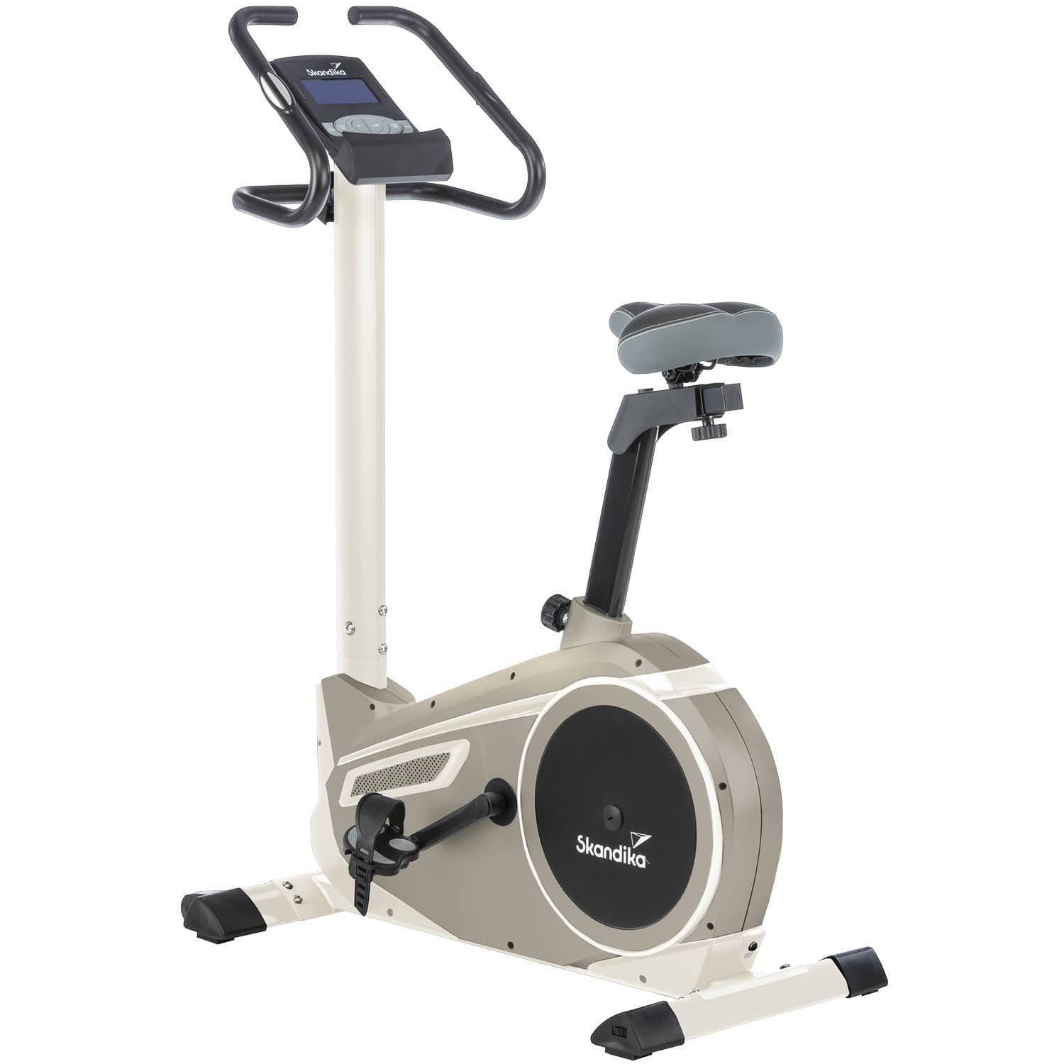 Skandika Ergometer Morpheus (schwarz/beige), Heimtrainer für Zuhause, 12 kg Schwungmassensystem