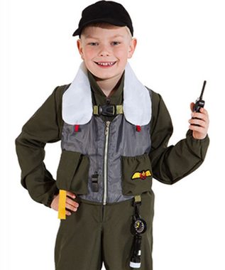 Karneval-Klamotten Kostüm Kampfpilot Kinder Kampfjet Pilot Kinderkostüm, Jungenkostüm Militär US Jetpilot Kinder-Overall Navy Fighter