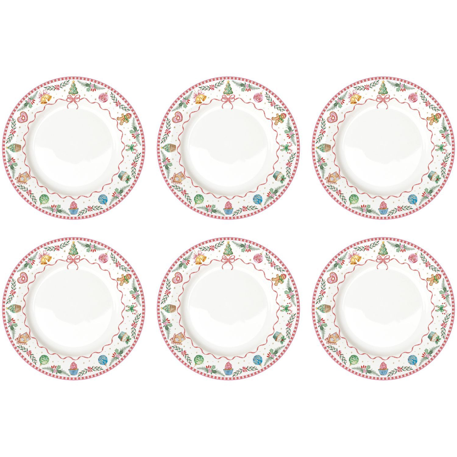 EasyLife Speiseteller Sweet Christmas, Spülmaschinengeeignet, Mehrfarbig, Lebkuchen, H: 1.6cm