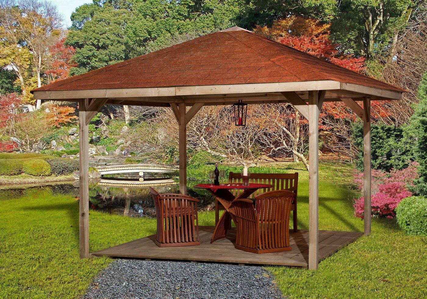Thumbnail - weka Pavillon Paradies 3, (Set), BxT: 433x433 cm, inkl. Dachschindeln und Pfostenanker