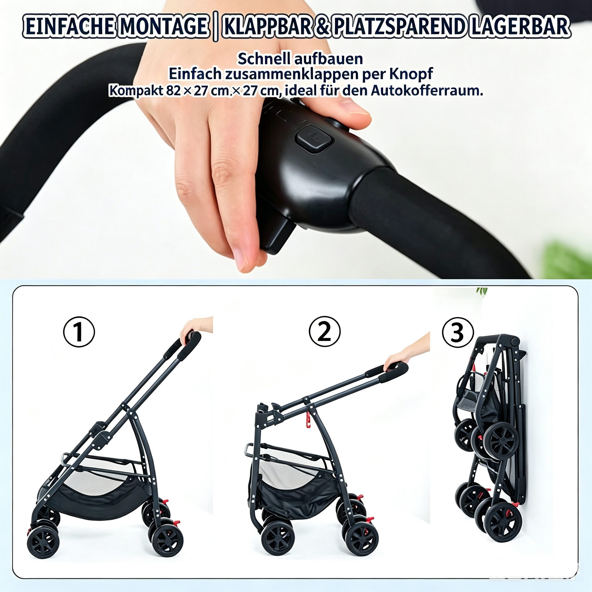 ibettertec Hundebuggy 2-in-1 Hundebuggy für Hunde und Katzen, (faltbarer Haustierwagen mit abnehmbarer Transportwanne), 360° Schwenkrädern und bis 40 kg belastbar