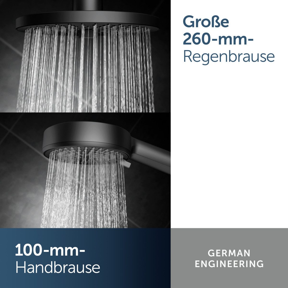 Ideal Standard Duschsystem Ceraflow Alu+, Höhe 111.30 cm, Multifunktionsbrause, Click-Technologie, FirmaFlow, aus recyceltem