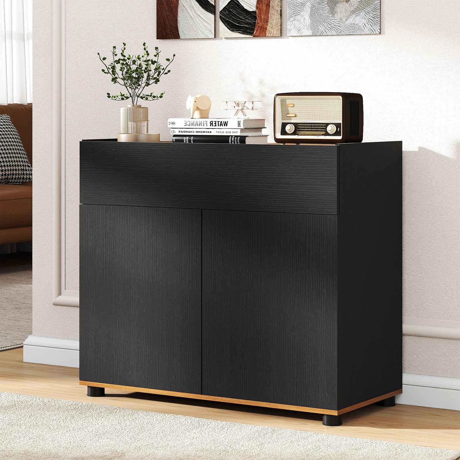 COSTWAY Küchenbuffet Sideboard mit großer Schublade & 2 Fächern 80×35×70cm günstig online kaufen