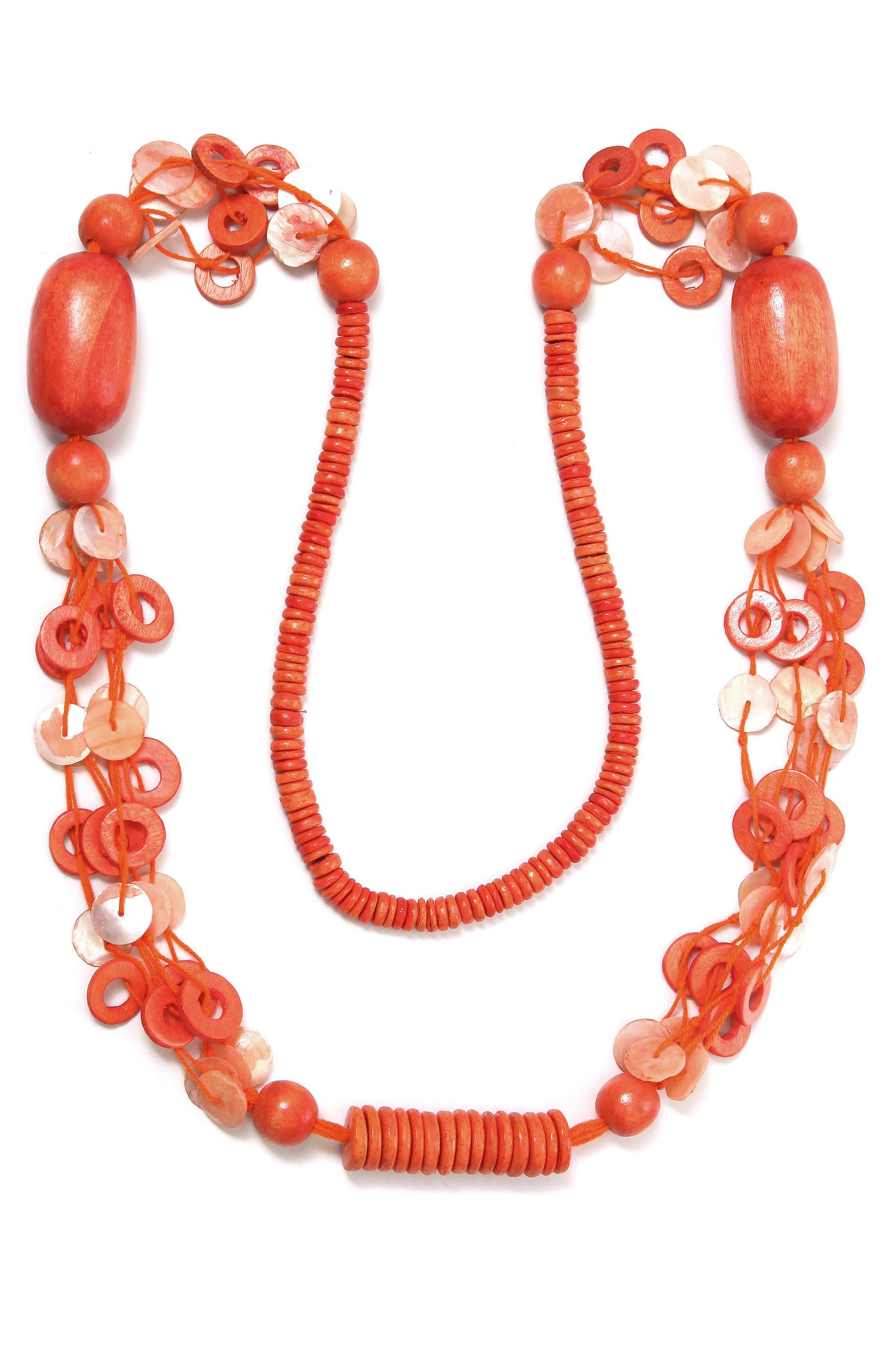 COLLEZIONE ALESSANDRO Lange Kette Zilly, mit unterschiedlichen Holzperlen