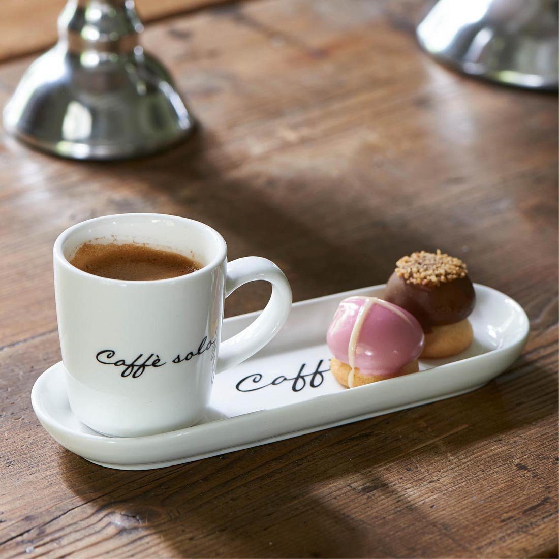 Rivièra Maison Espressotasse Caffè Solo off white ink. Untertasse, Porzellan