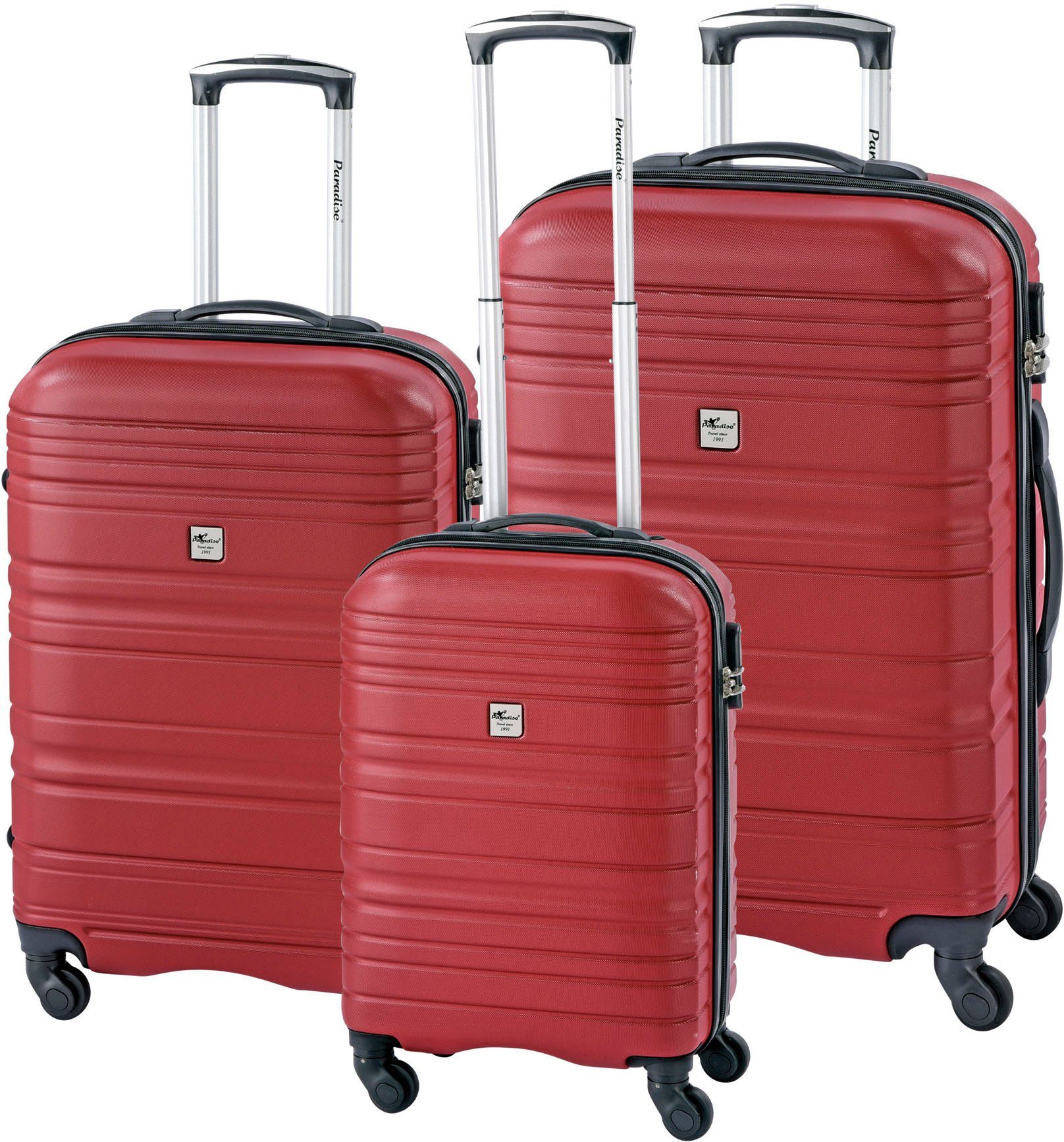 Paradise by CHECK.IN Trolleyset Santiago, 4 Rollen, (Set, 3 tlg) Rot
