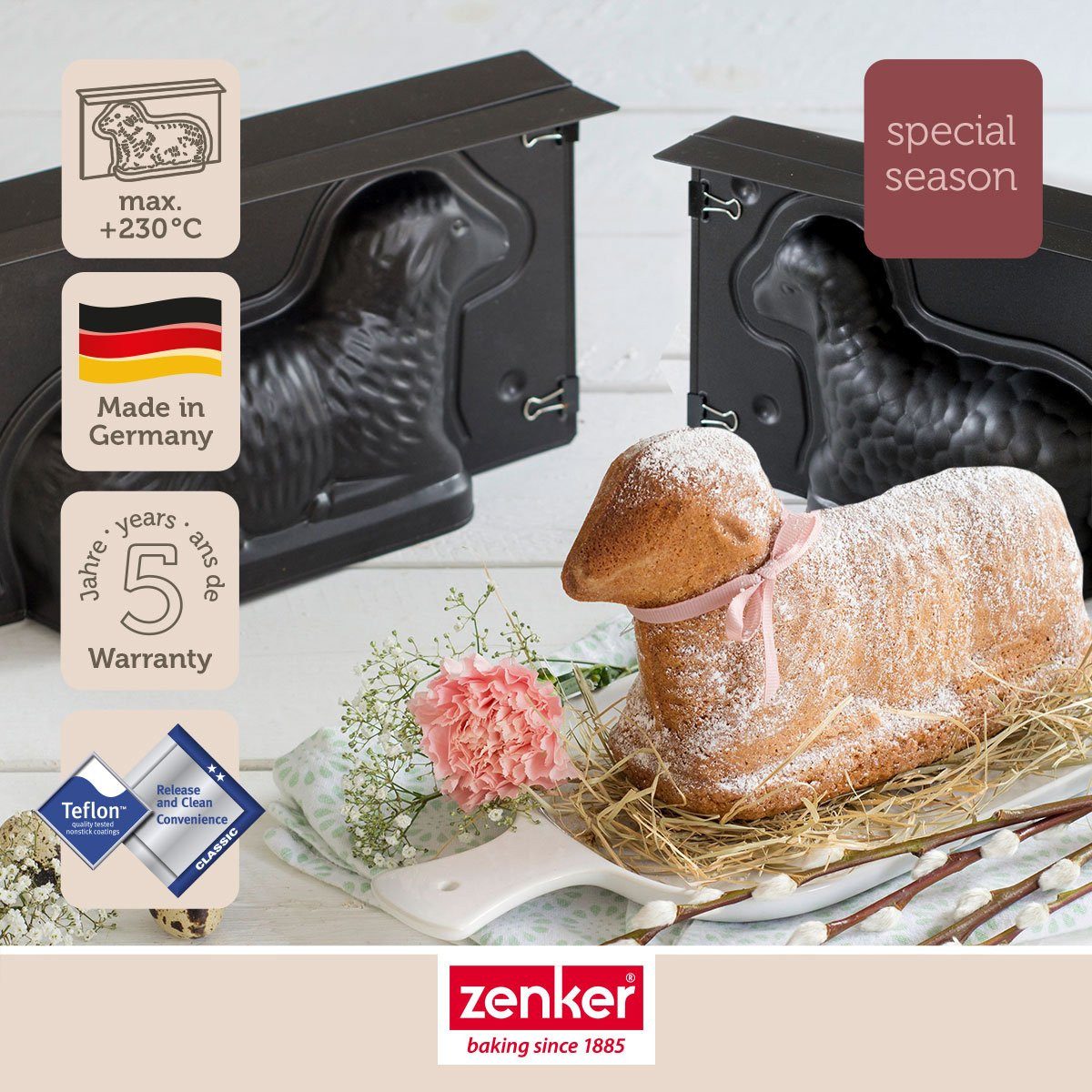 Zenker Backform Osterbackformen-Set Special Season, Lammform, Mini-Lammform