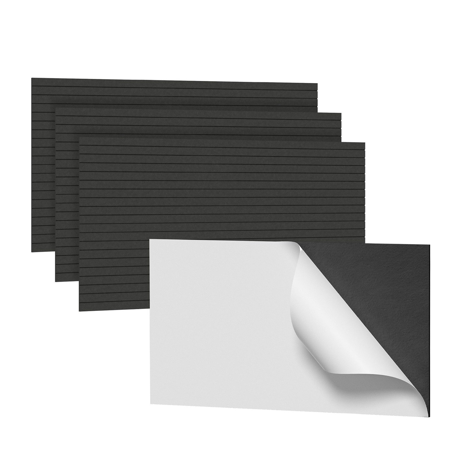 FIVMEN Wandpaneel Akustikpaneele Wand Selbstklebend Schalldämmung 4er/set, Schwarz/Weiß/Hellgrau 120x60cm Polyesterfaser Langer Streifen