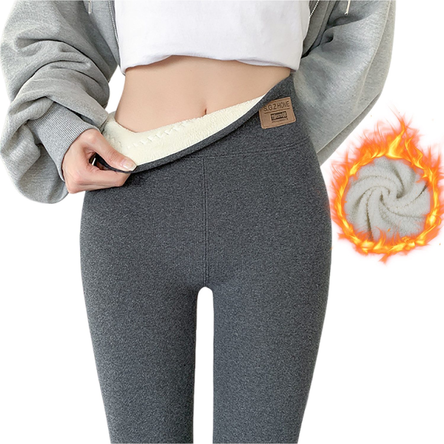Refttenw Thermoleggings Verlängert Leggins Gefütterte Highwaist Damen Stret günstig online kaufen