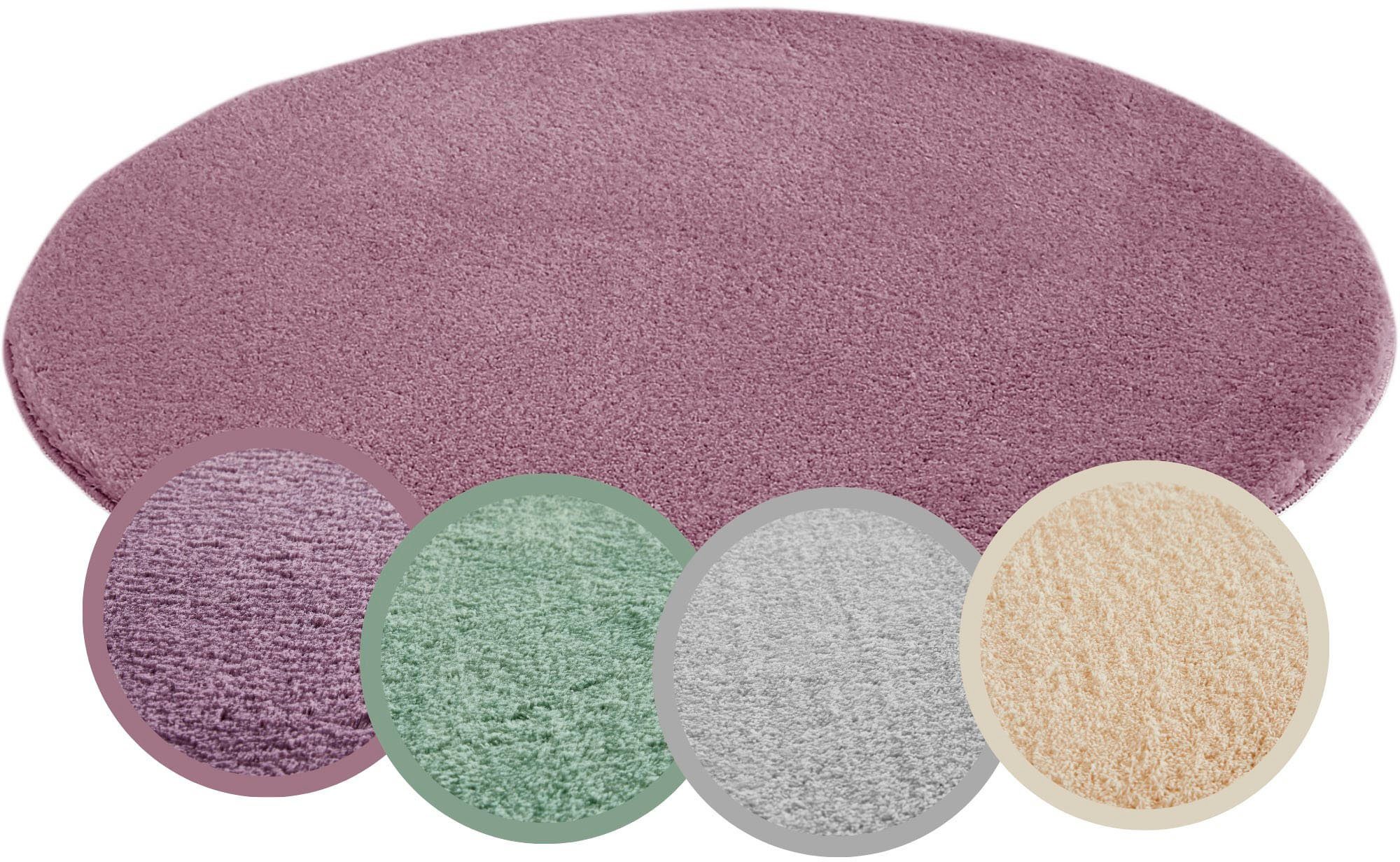Andiamo Teppich Arezzo, rund, Höhe: 16 mm, Uni Farben, weicher Flor, waschbar, ideal im Wohnzimmer & Schlafzimmer