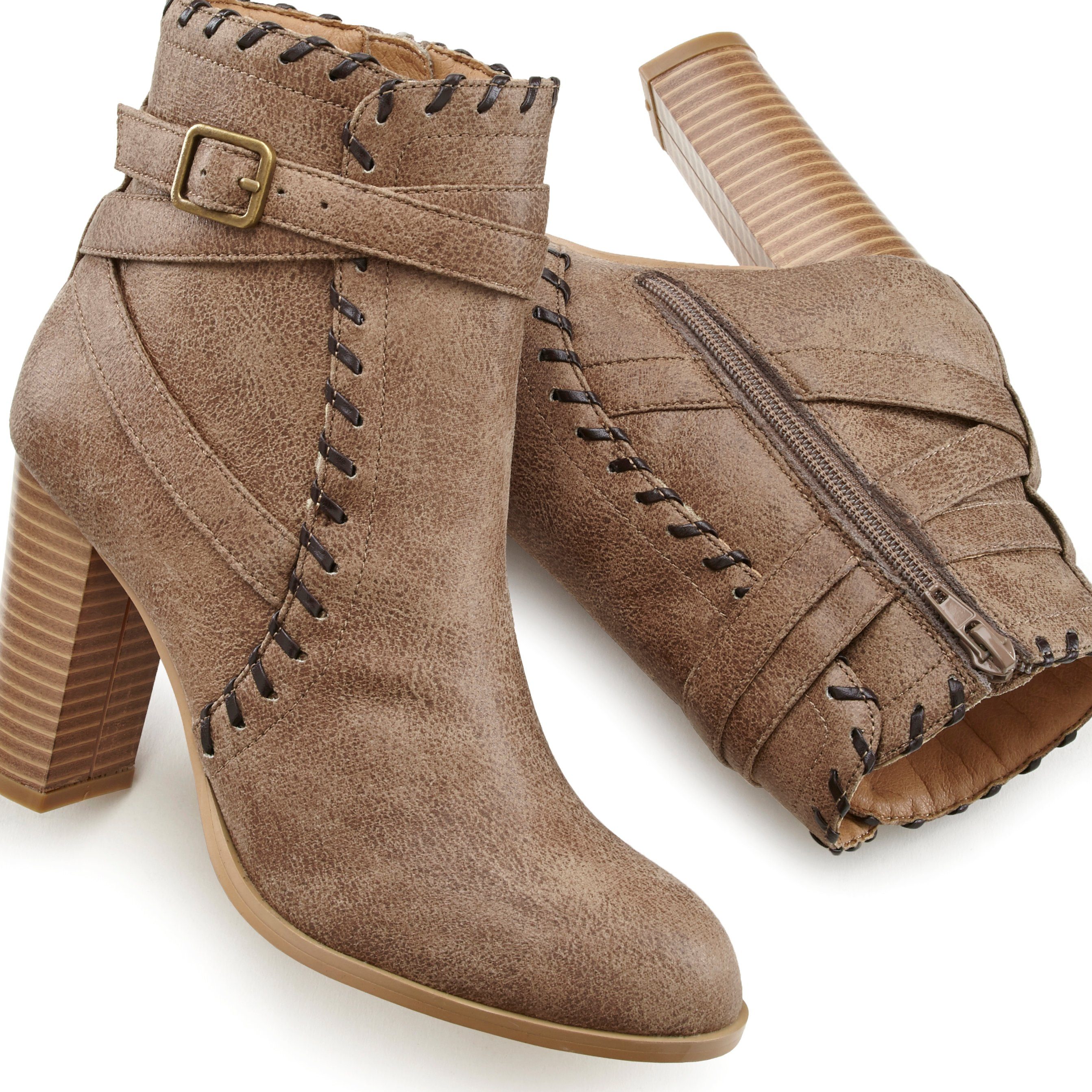 Boot, mit Blockabsatz, Ankle LASCANA bequemen High-Heel-Stiefelette Vintage-Look camelfarben Stiefel im