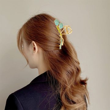 zggzerg Haarspange 3 Stück Blumen Metall Haarspangen Große Haarkrallen für Dickes Haar